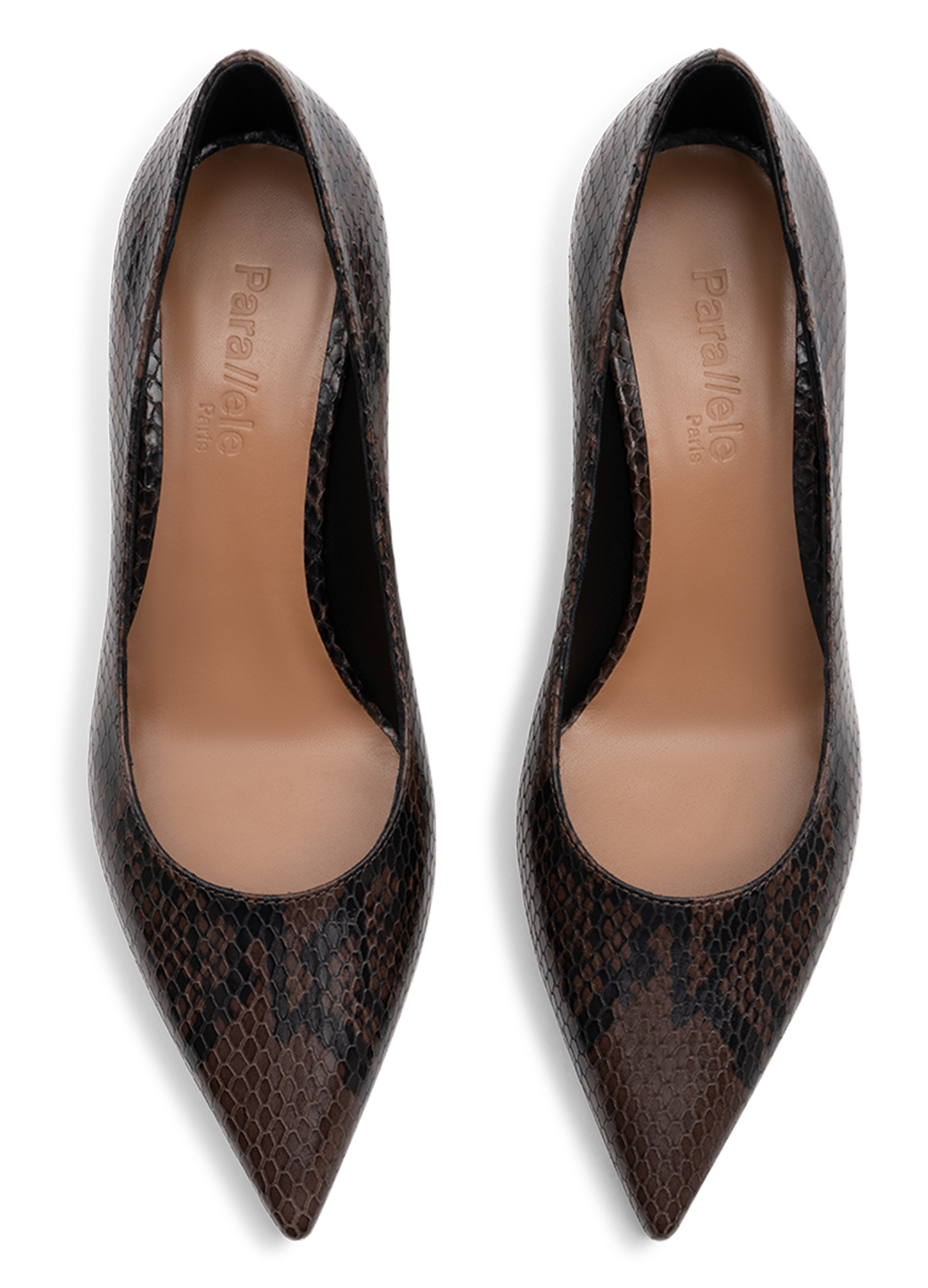 Printed espresso leather pumps PARALLELE PARIS Brown
