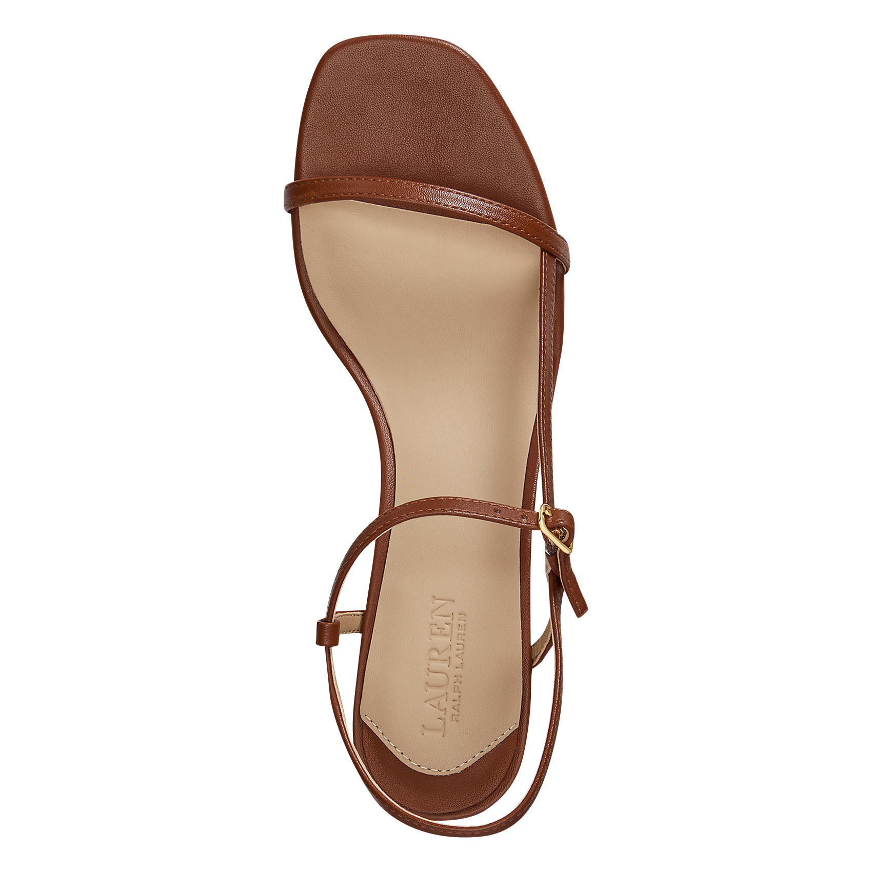 Sandales ouvertes à talons en cuir POLO RALPH LAUREN Marron