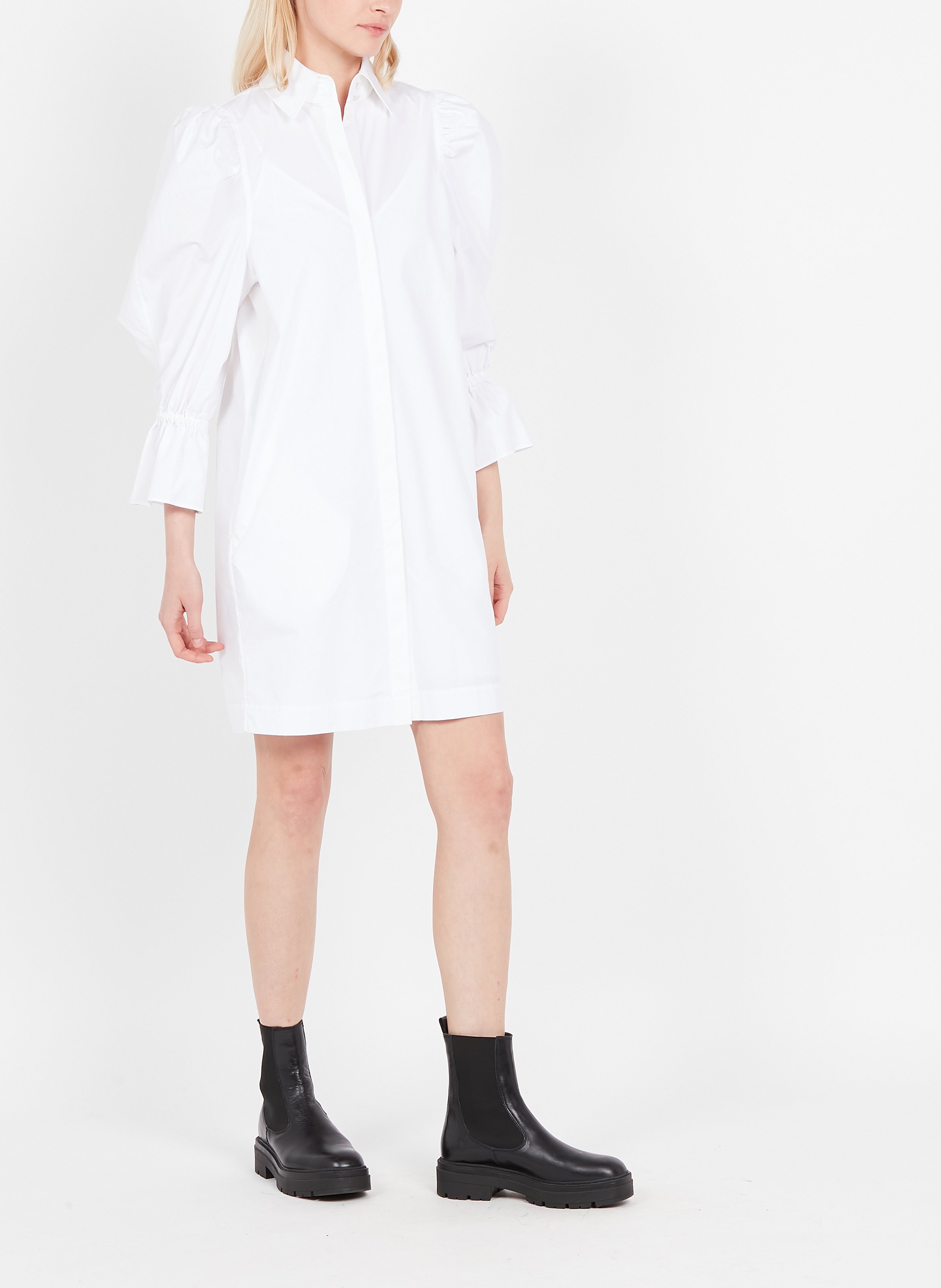 Midi dress with classic collar KARL LAGERFELD White