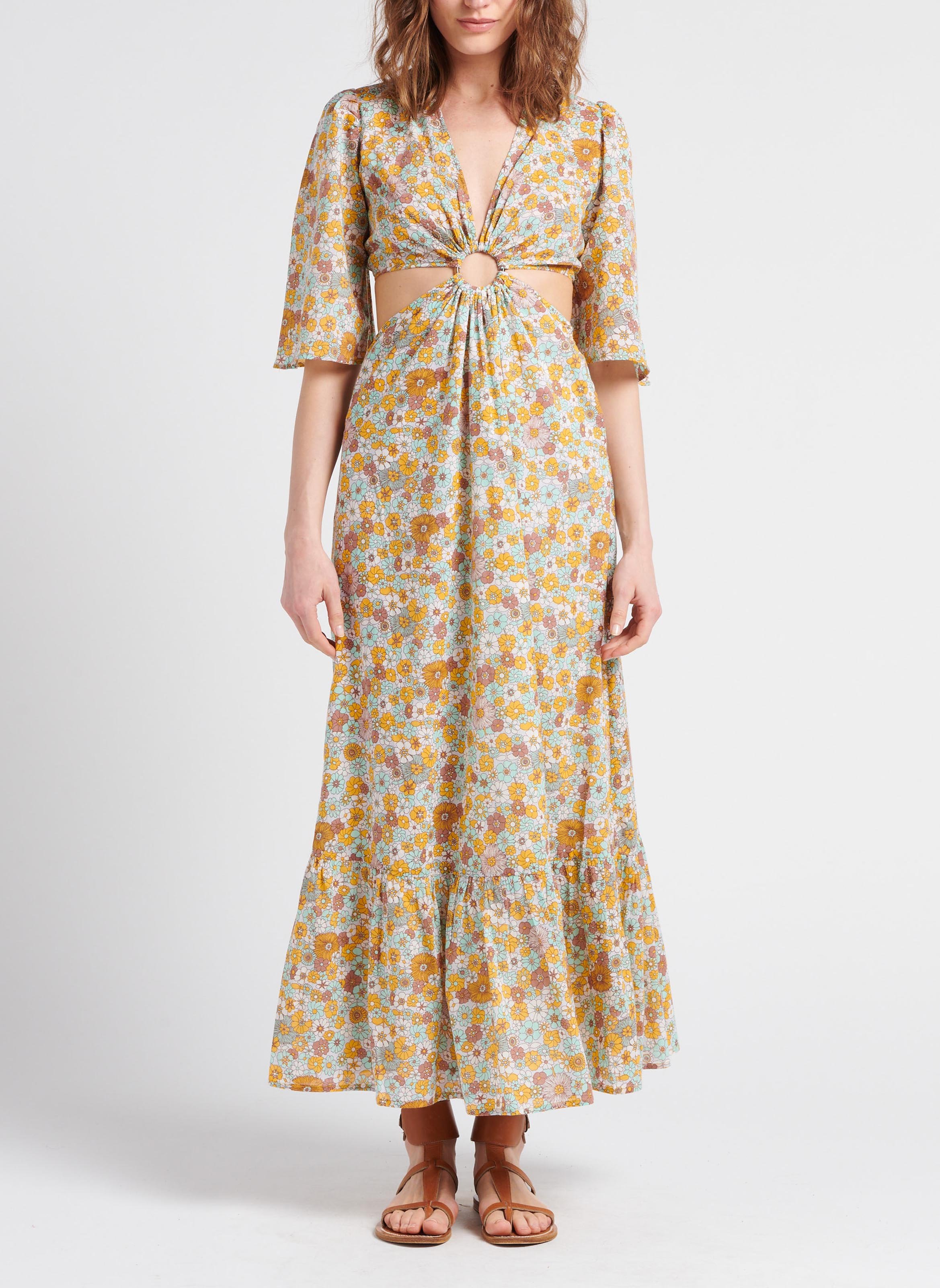 Robe longue à découpes en coton  ANTIK BATIK Multicolore