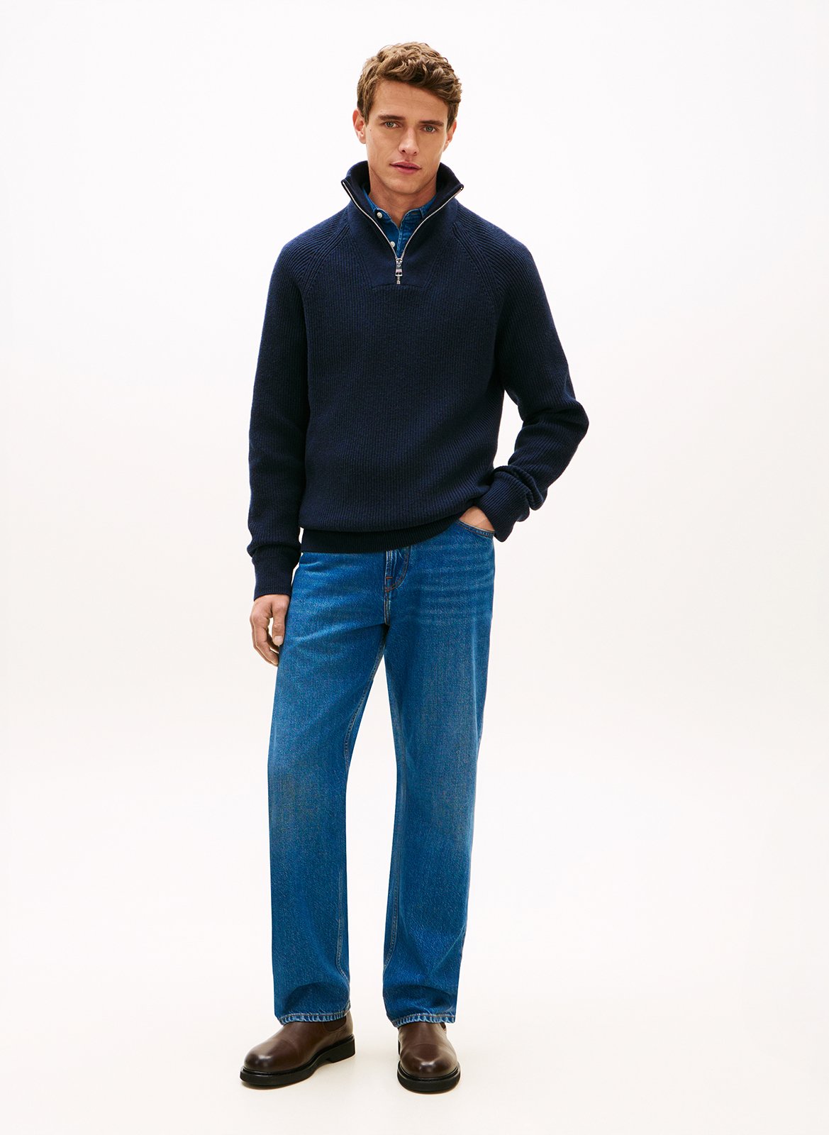 Straight high-neck knitted sweater TOMMY HILFIGER Blue