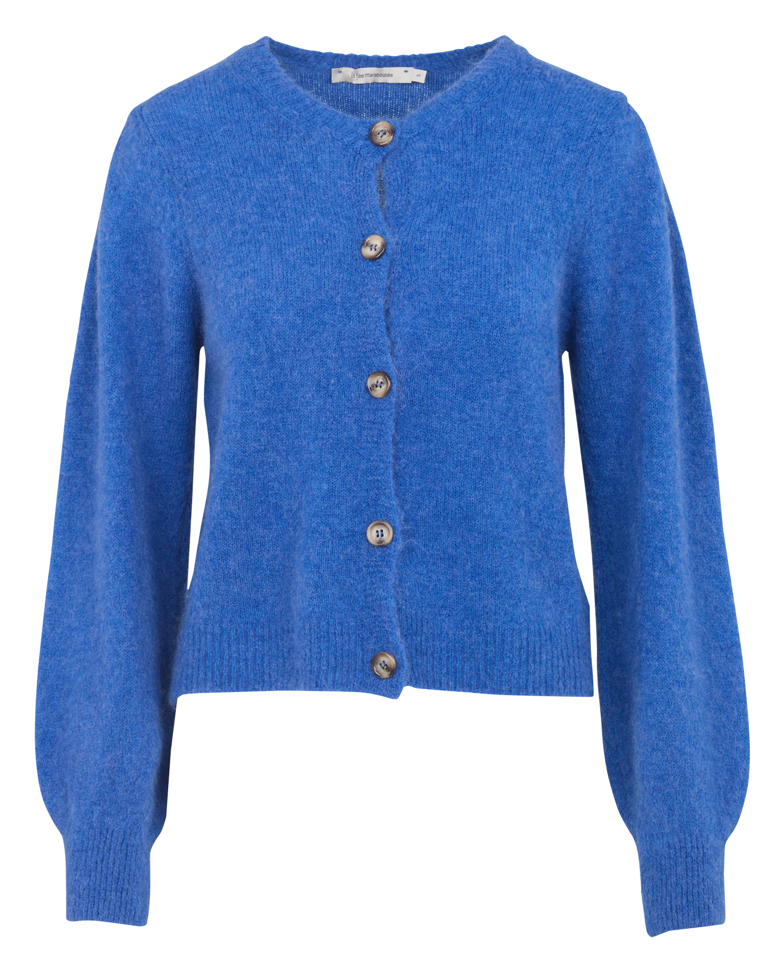 Weite Strick-Mix-Jacke mit Rundhalskragen LA FEE MARABOUTEE Blau