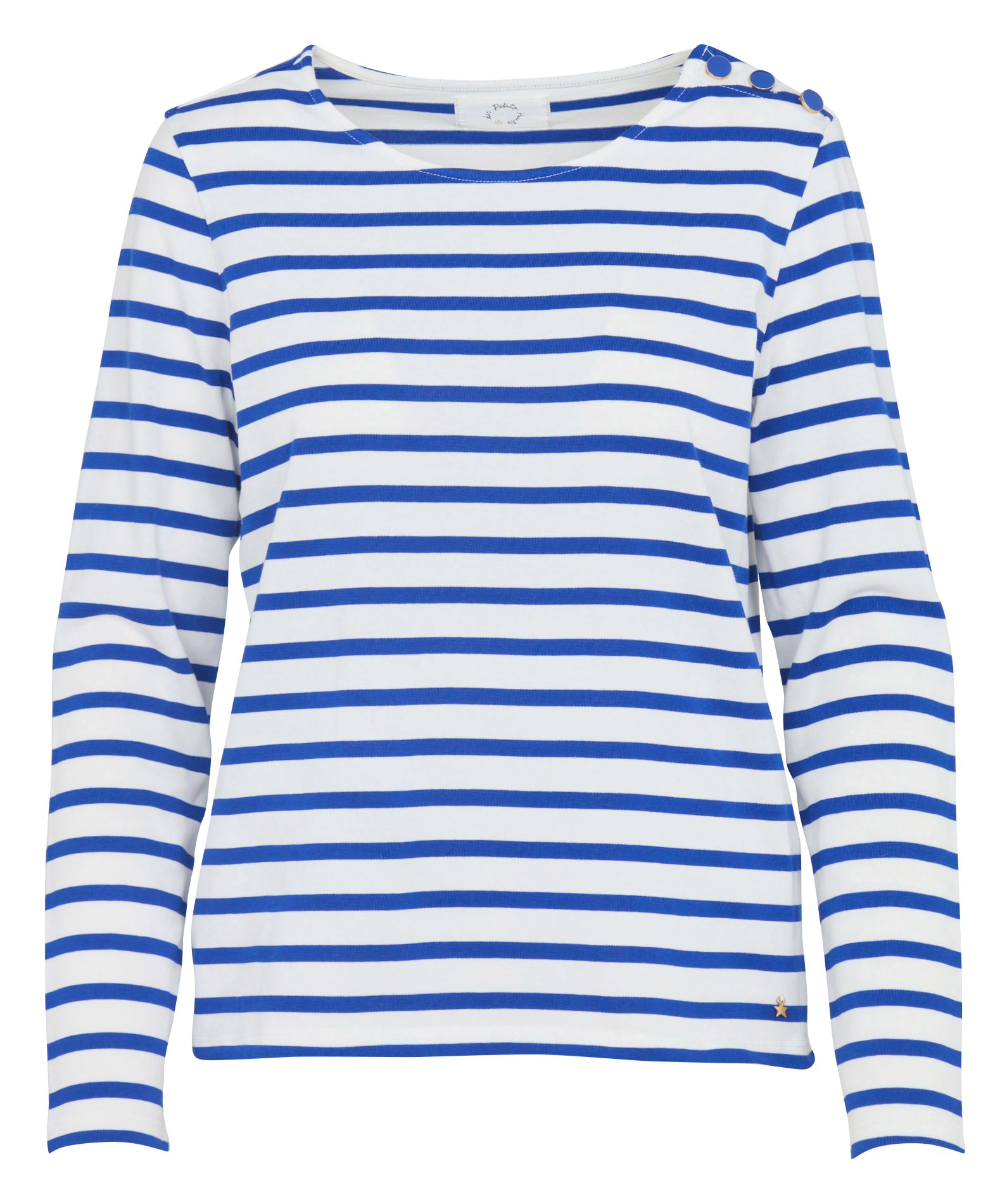 T-shirt met rechte snit en gestreept patroon met knoopdetail DES PETITS HAUTS Blauw