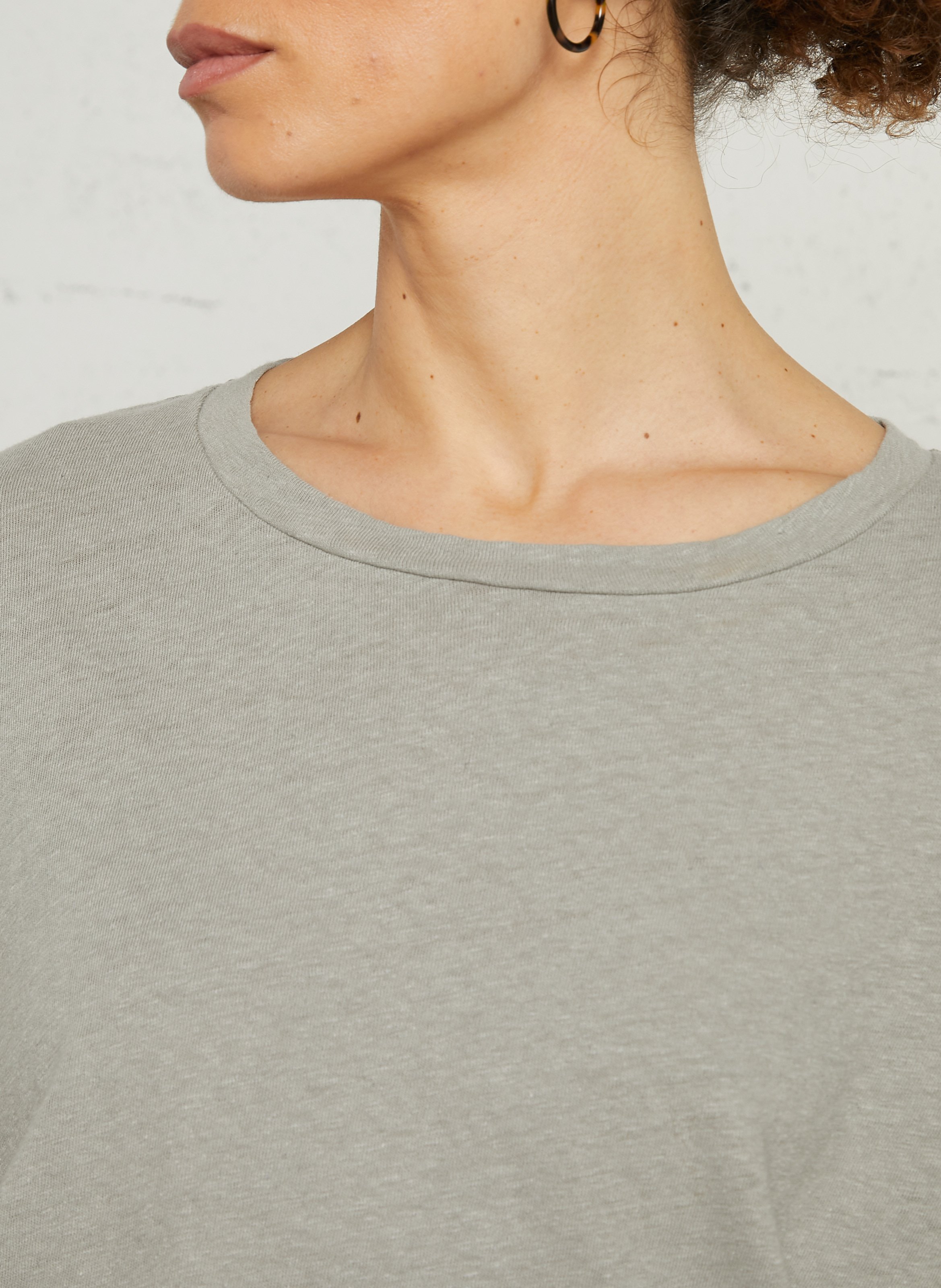 Oversized round neck t-shirt in cotton and linen BELLEROSE Grey
