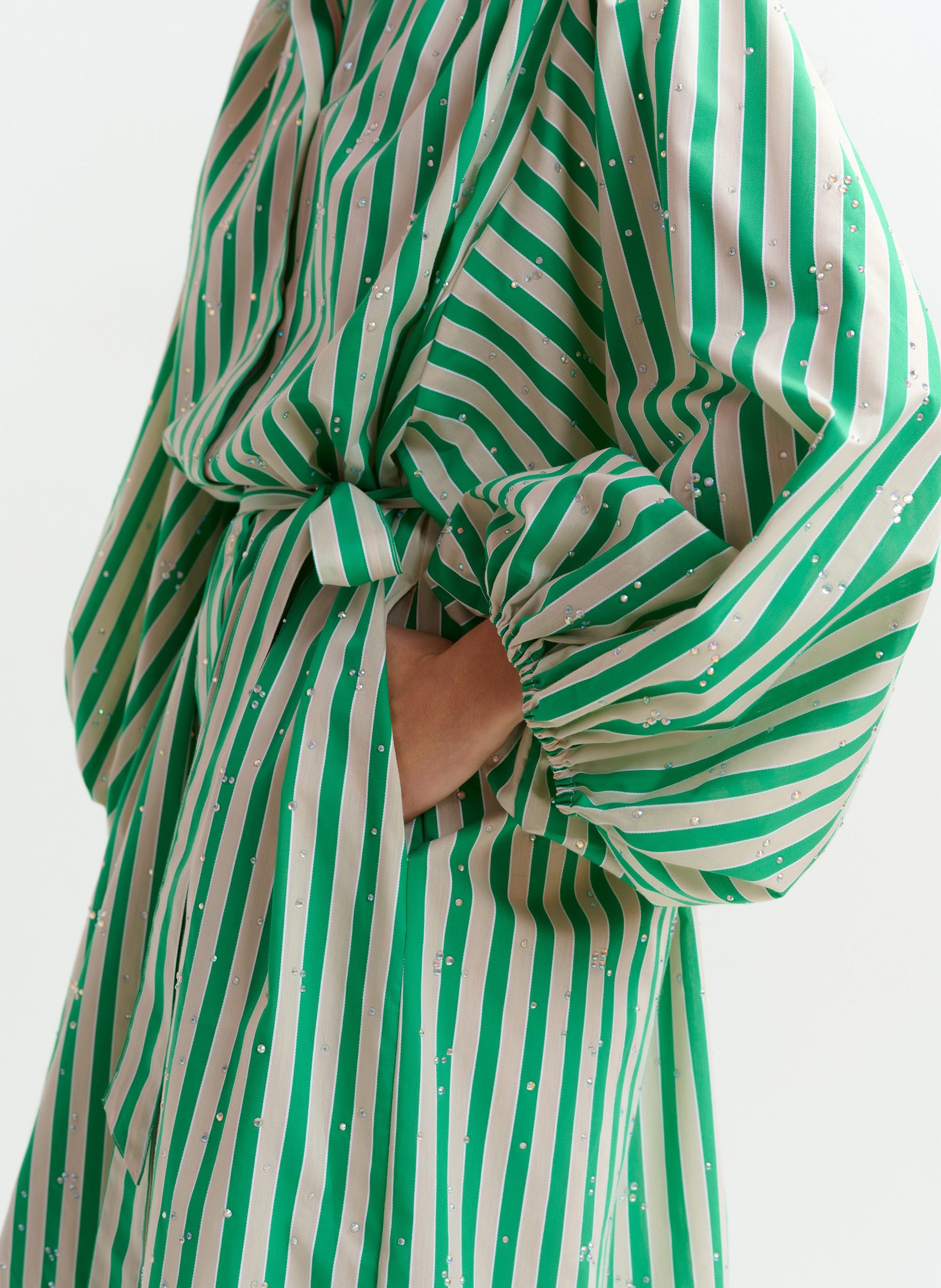 Robe midi col mao en coton mélangé ESSENTIEL ANTWERP Vert