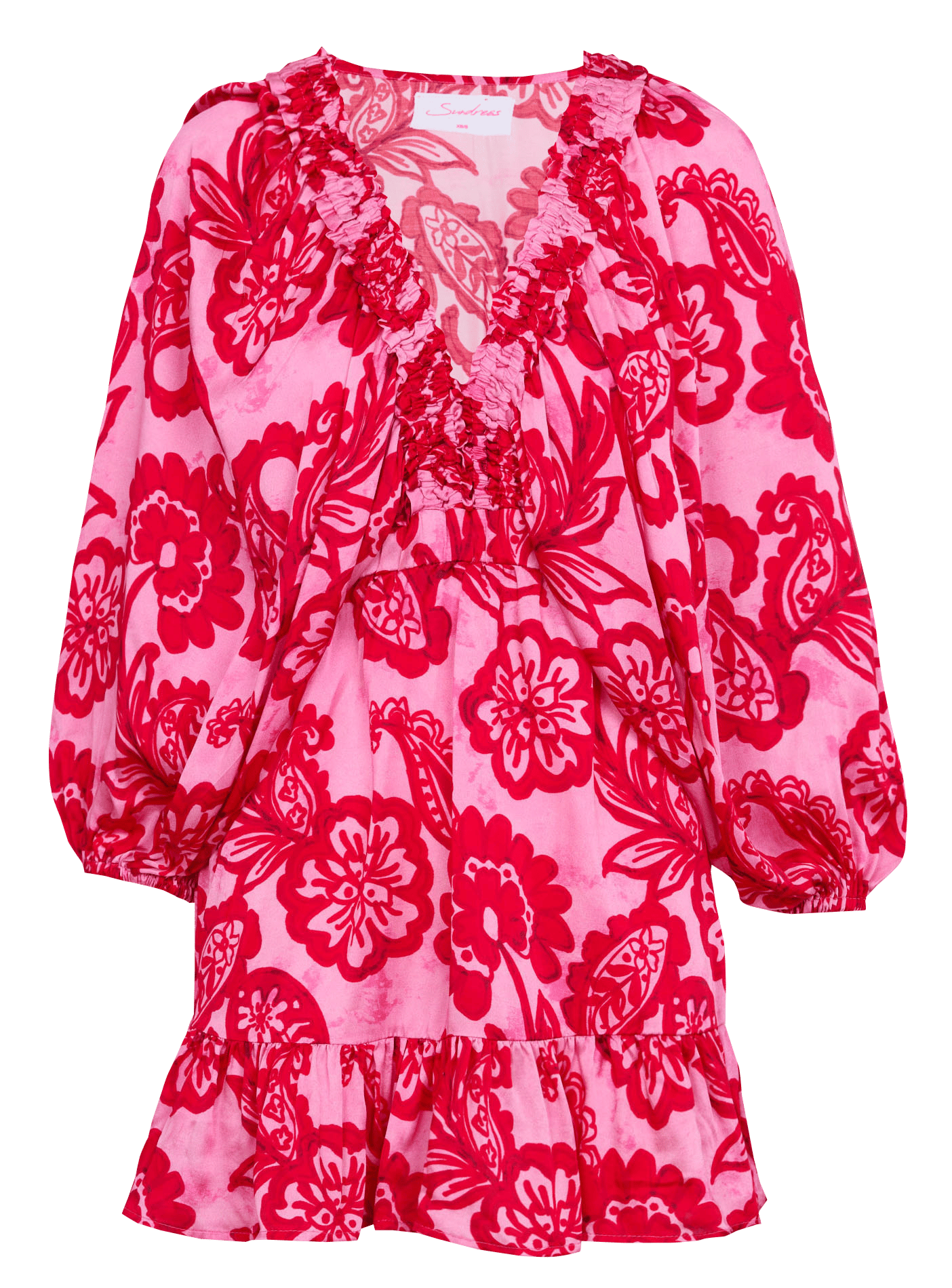 Vestido corto con cuello de pico y estampado SUNDRESS Multicolor