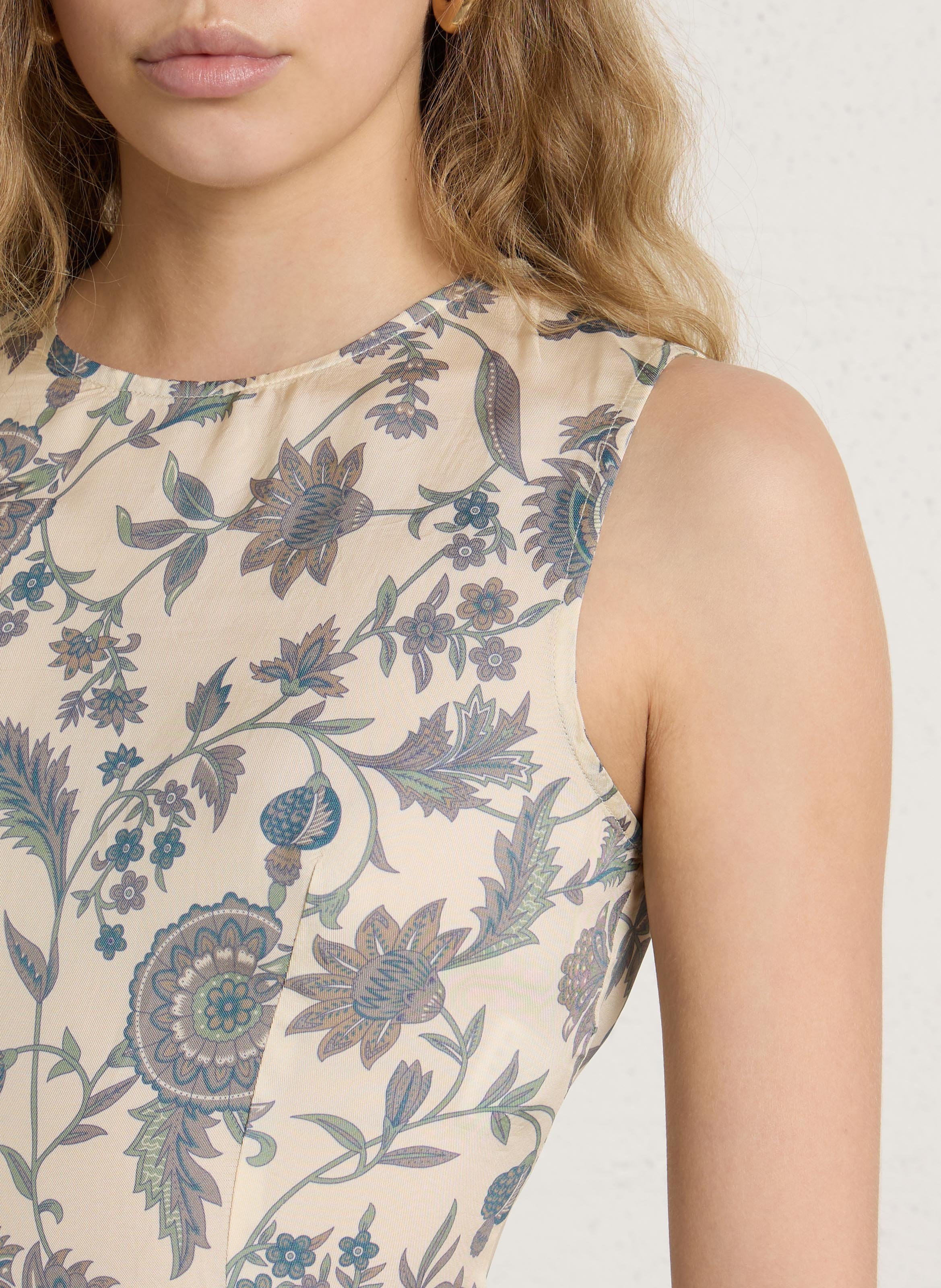 Top droit col rond imprimé PETITE MENDIGOTE Beige