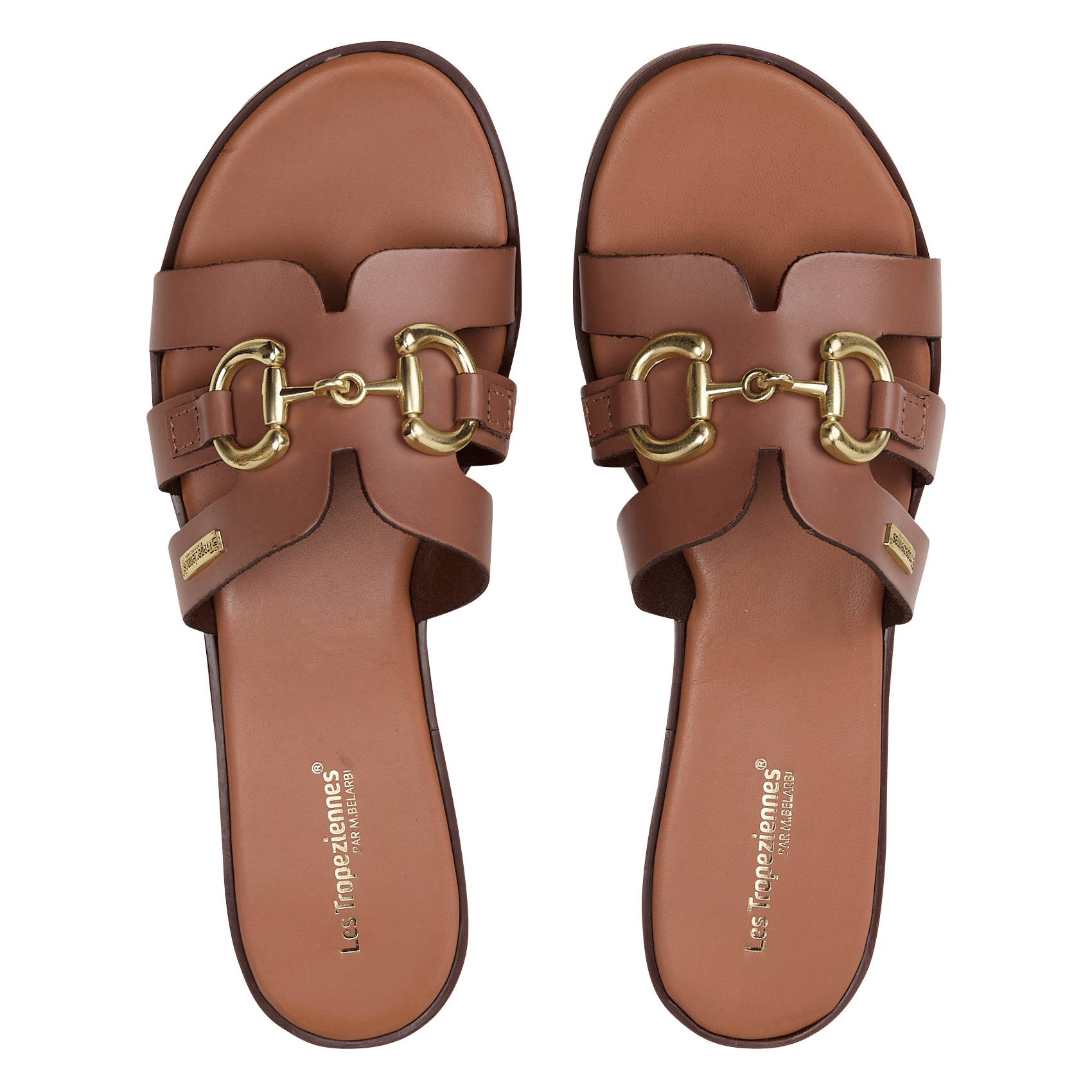 Muilen met brede leren band LES TROPEZIENNES PAR M.BELARBI Bruin