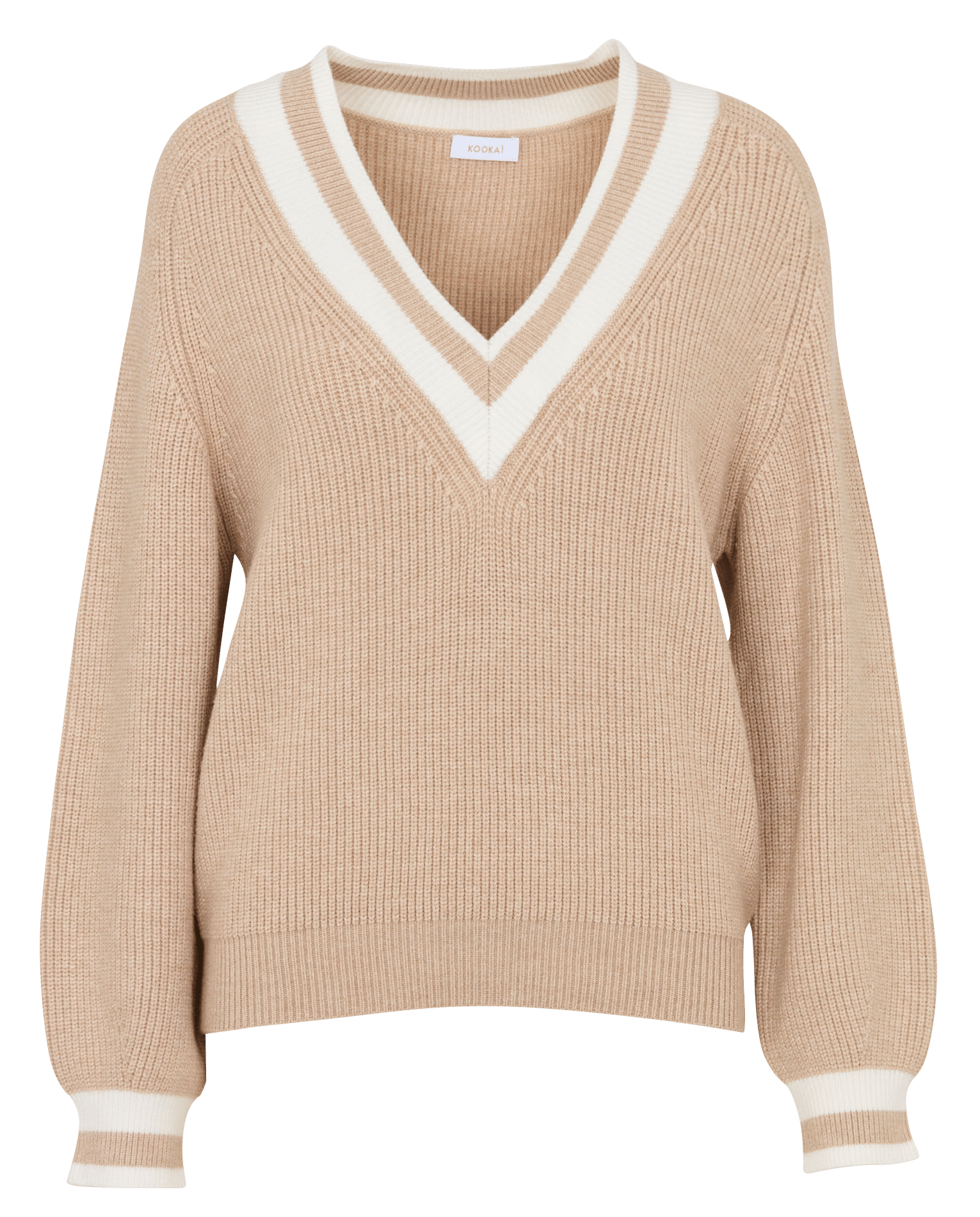 Loose-fit knit V-neck sweater KOOKAI Beige