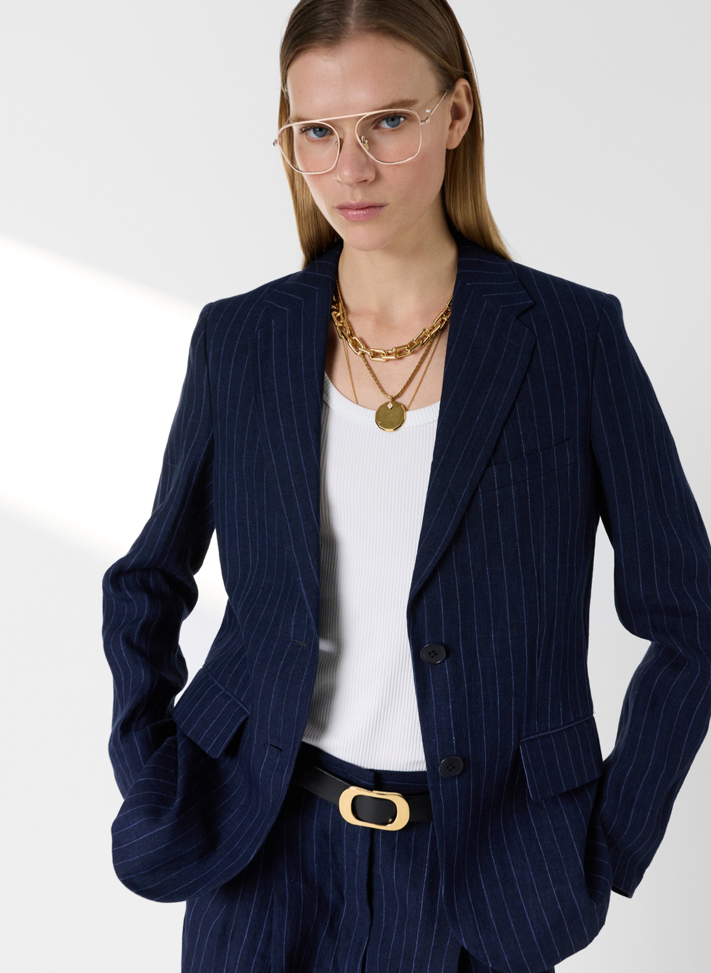 Veste tailleur en lin rayé GERARD DAREL Azul