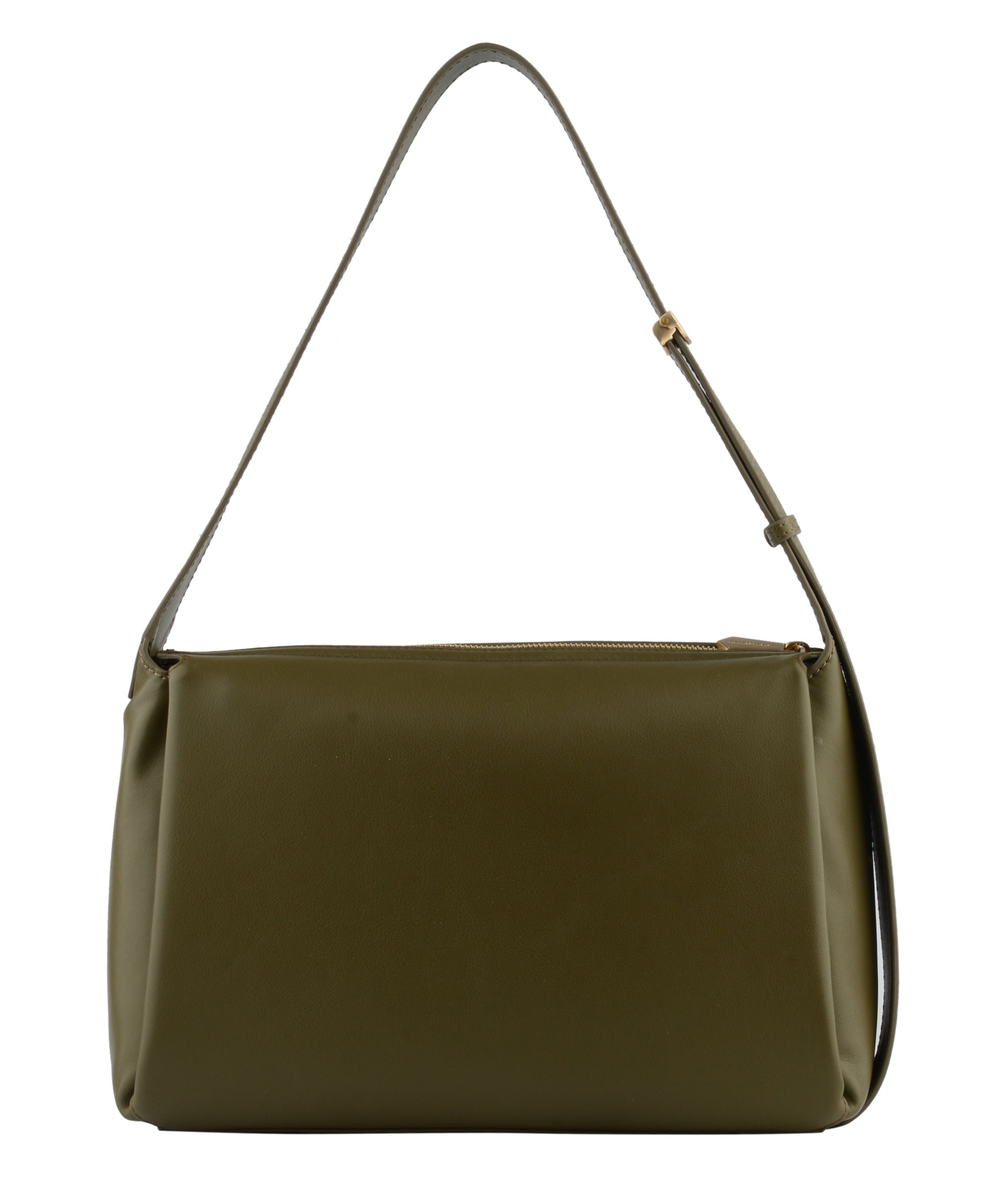 Sac porté épaule en cuir de vachette POURCHET Kaki