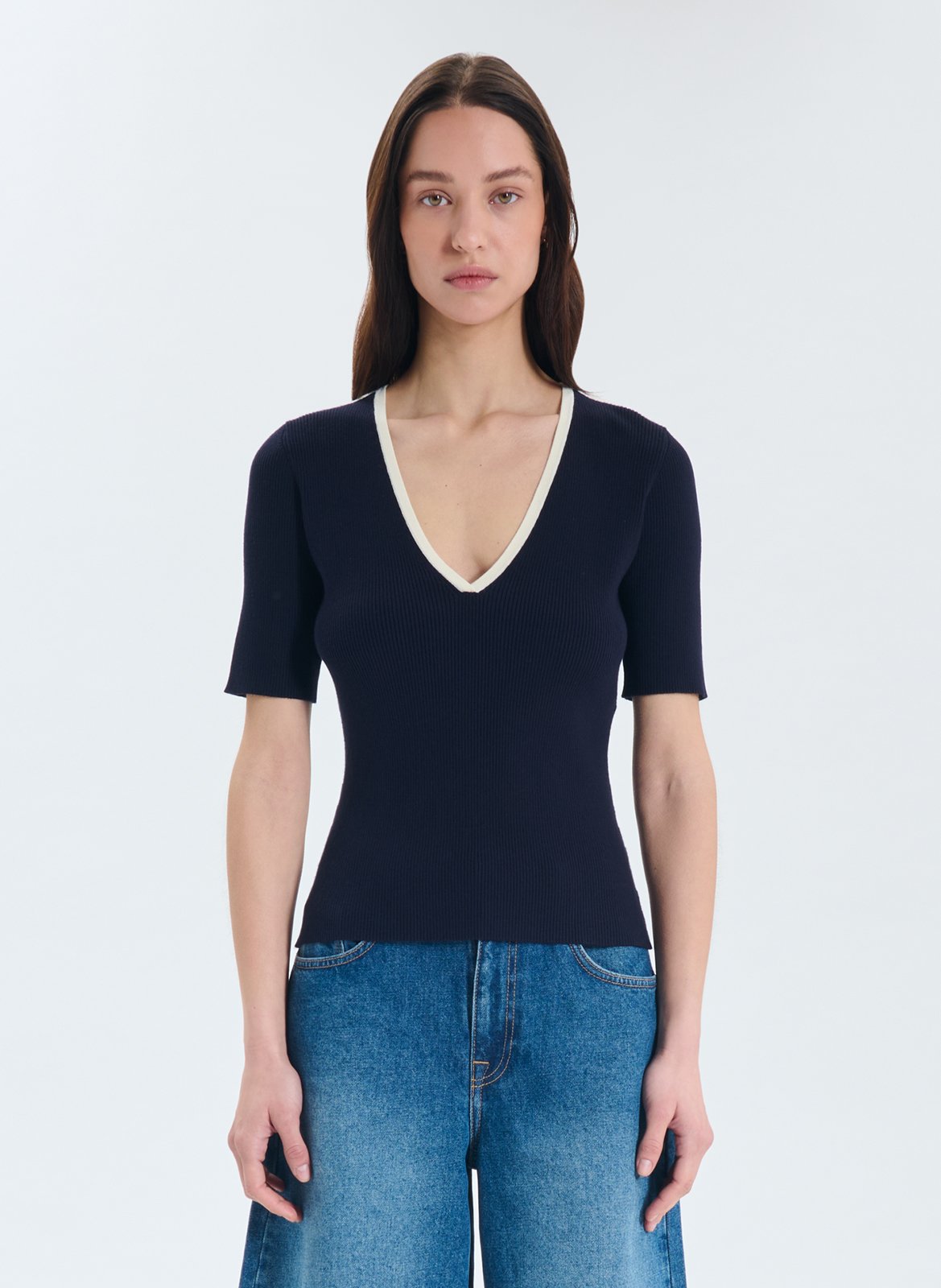 Pullover mit V-Ausschnitt ZAPA Blau