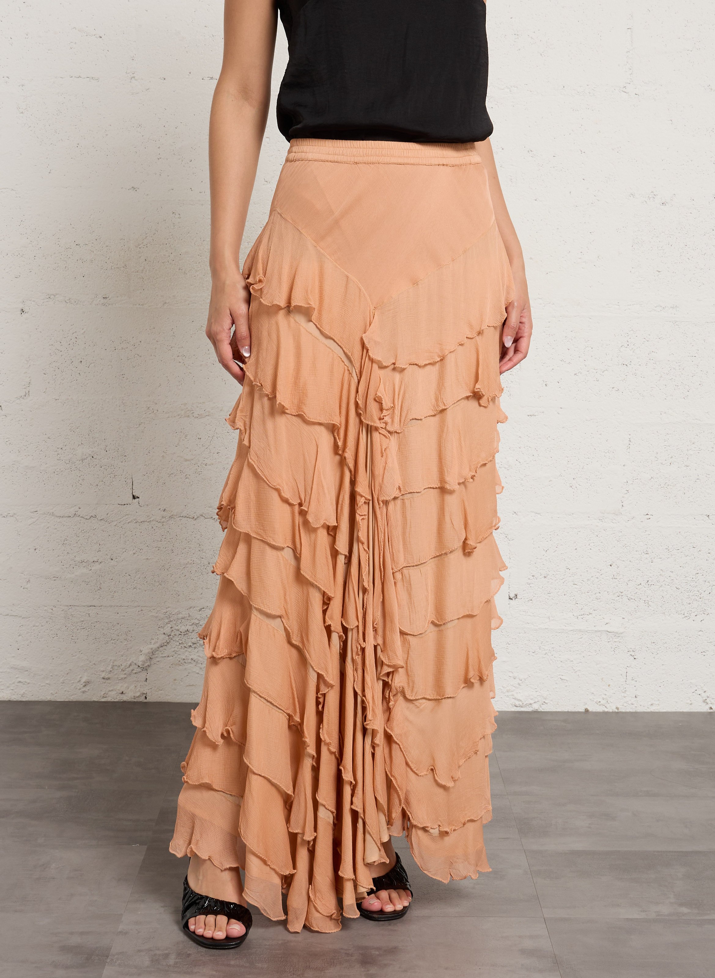 Maxikleid mit klassischem Kragen und Blumenprint MES DEMOISELLES Beige