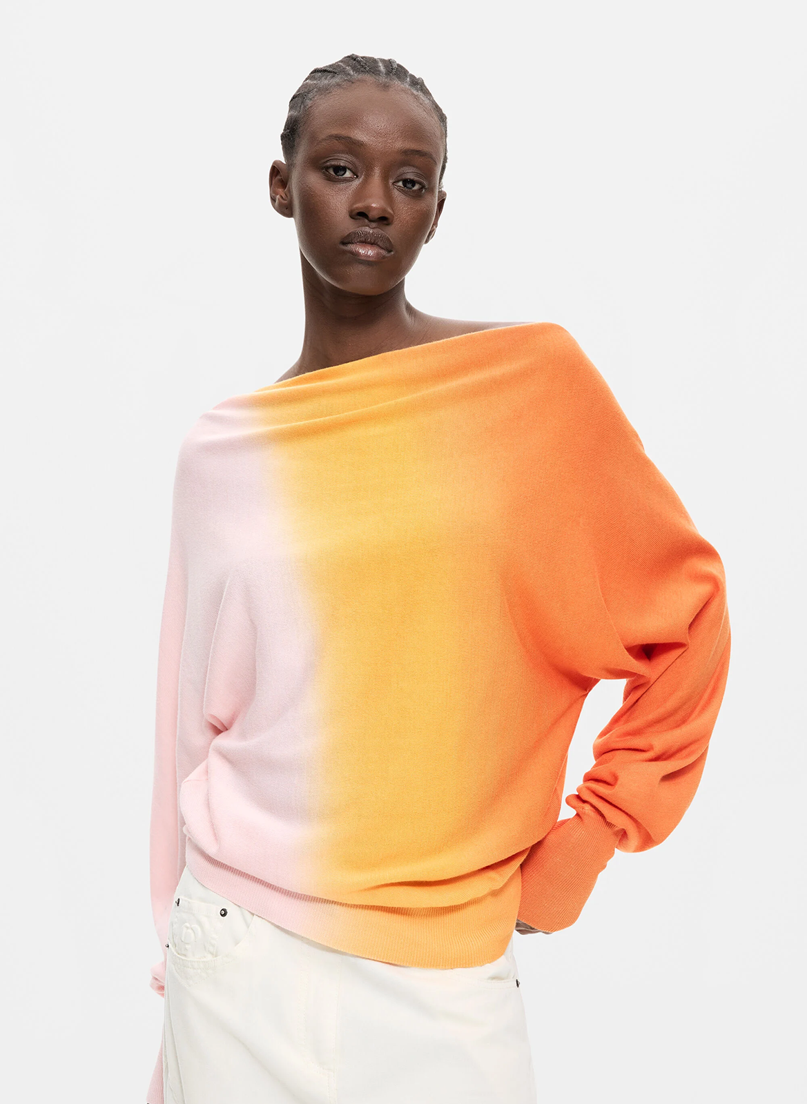 Oversized trui met asymmetrische kraag DESIGUAL Oranje