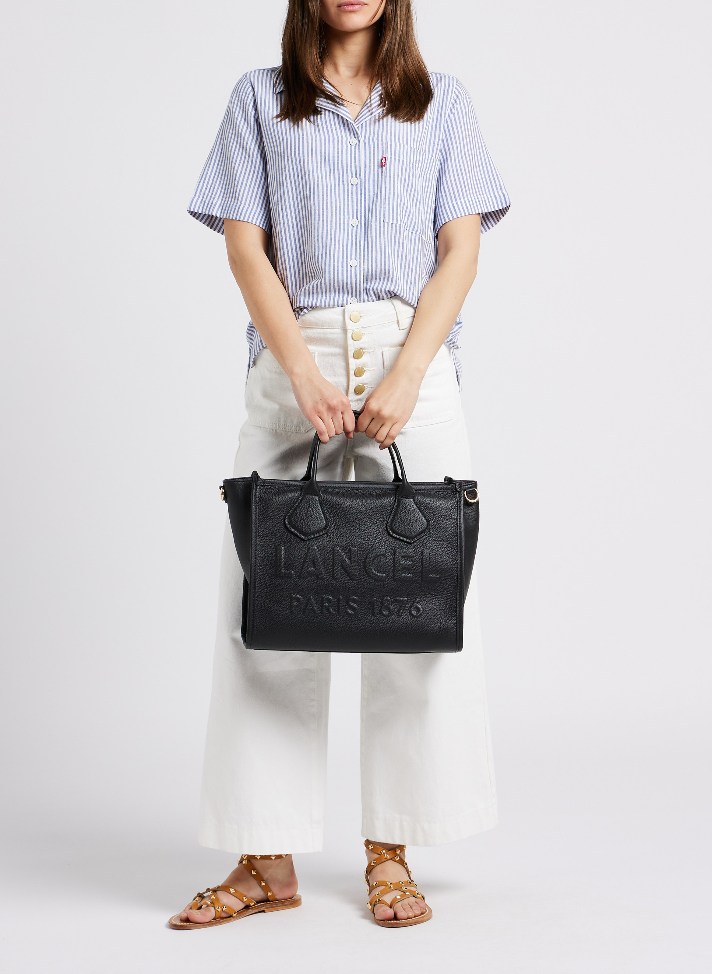 Leather tote bag LANCEL Black