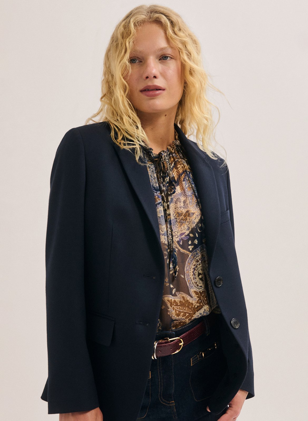 Solid straight blazer PABLO Blue