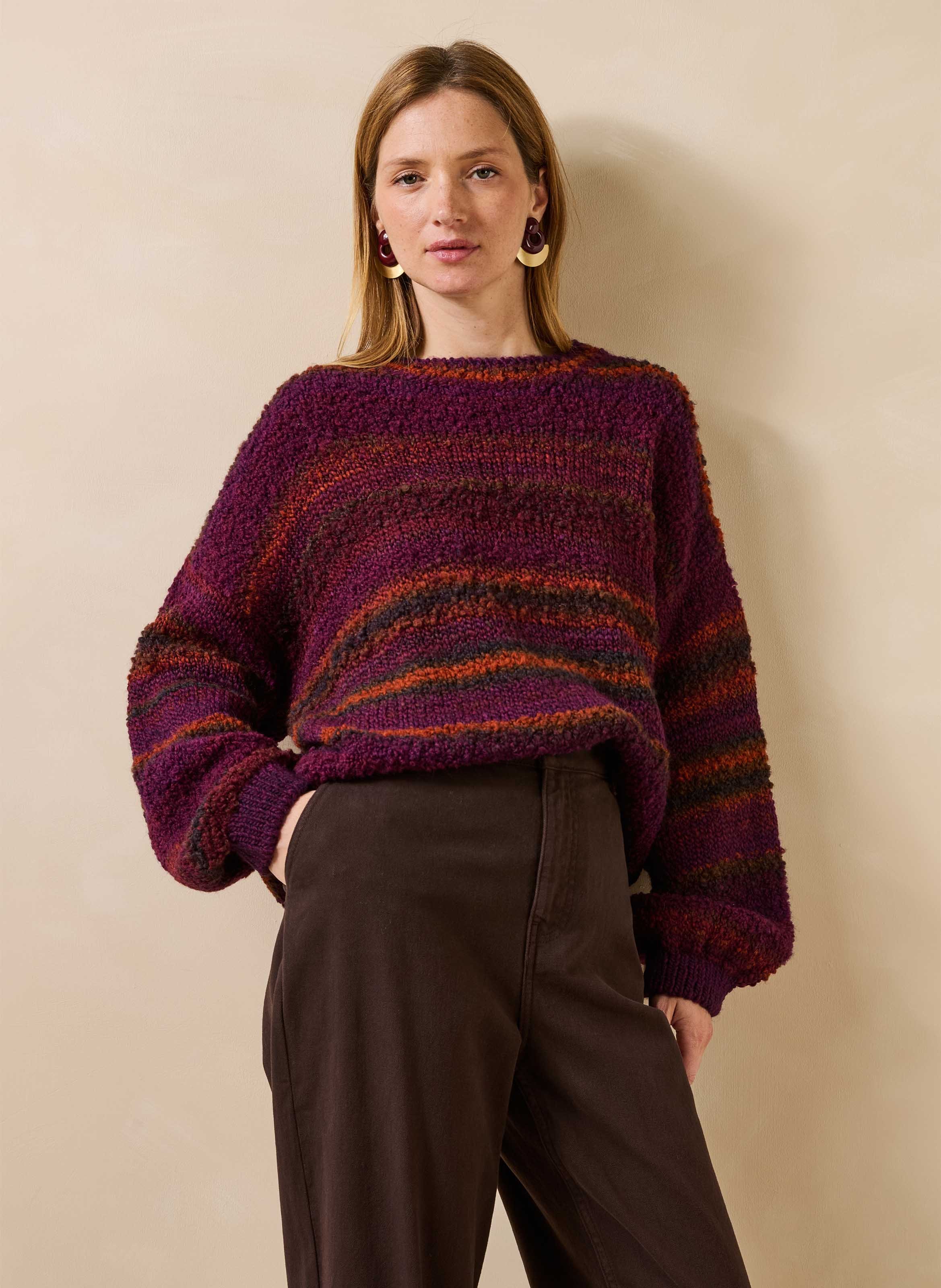 Striped wool blend sweater LA FEE MARABOUTEE Red