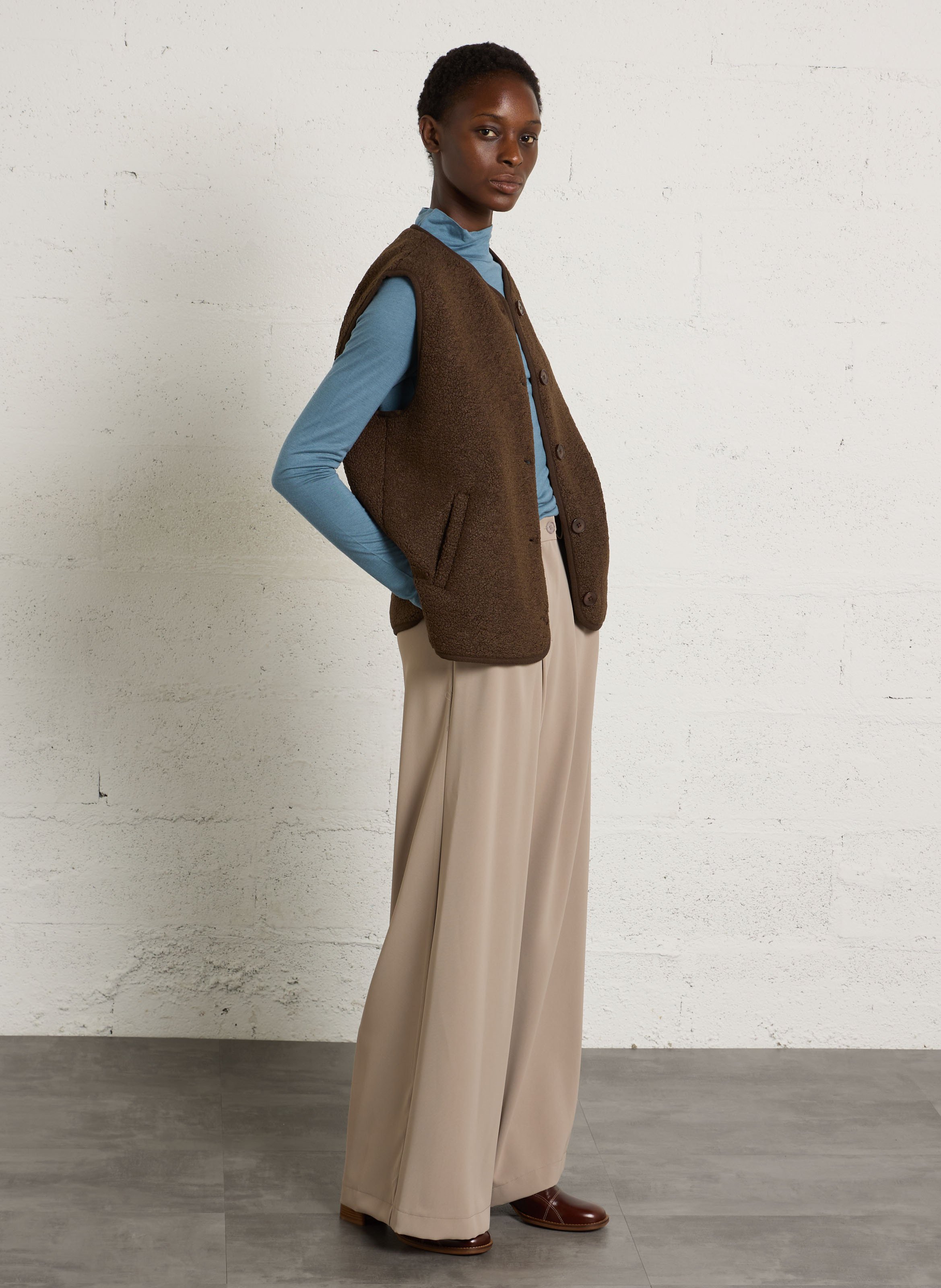 Gilet sans manches effet fourrure JC SOPHIE Marron