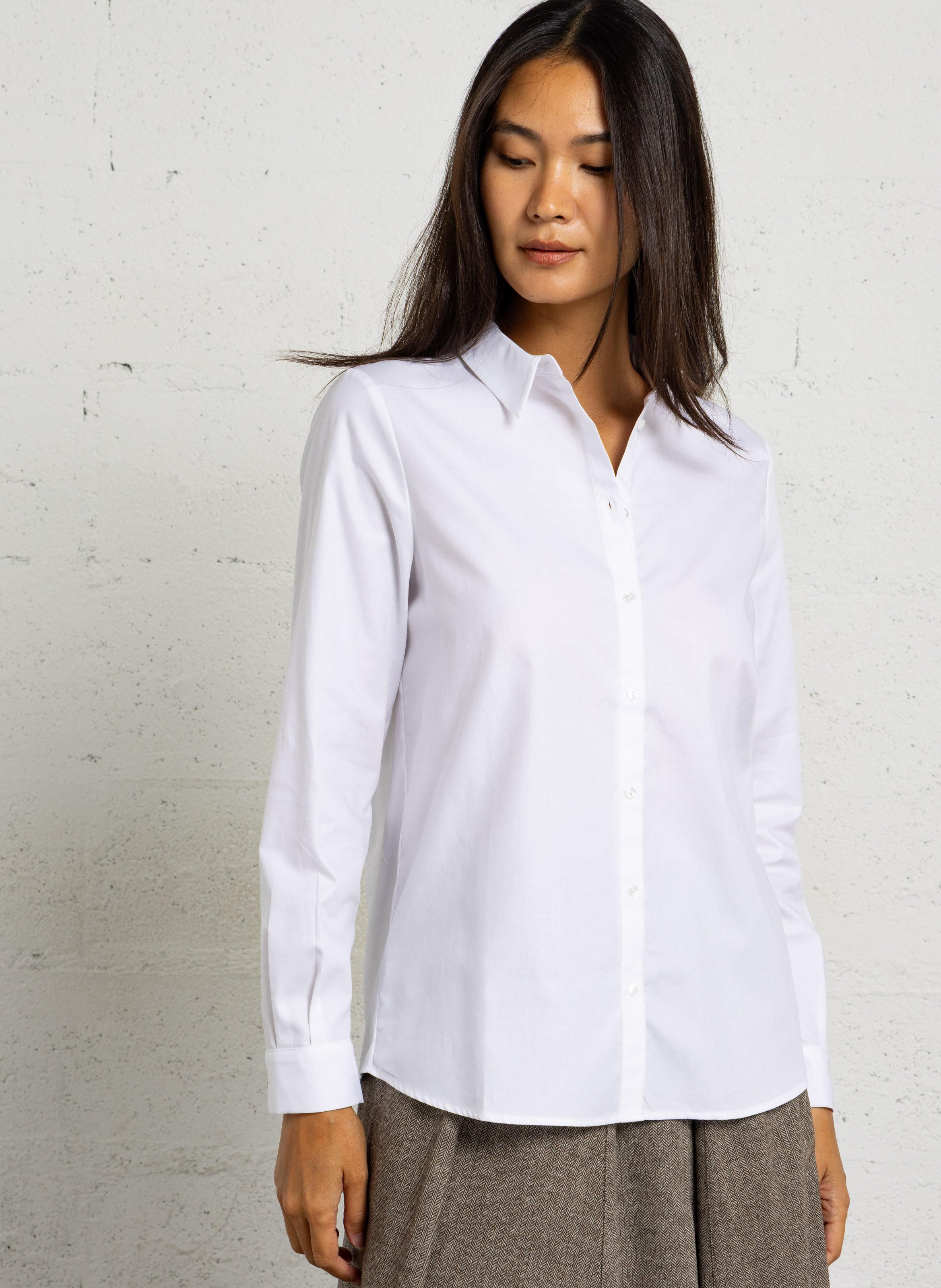 Chemise droite col cassique en coton MAISON 123 Blanc