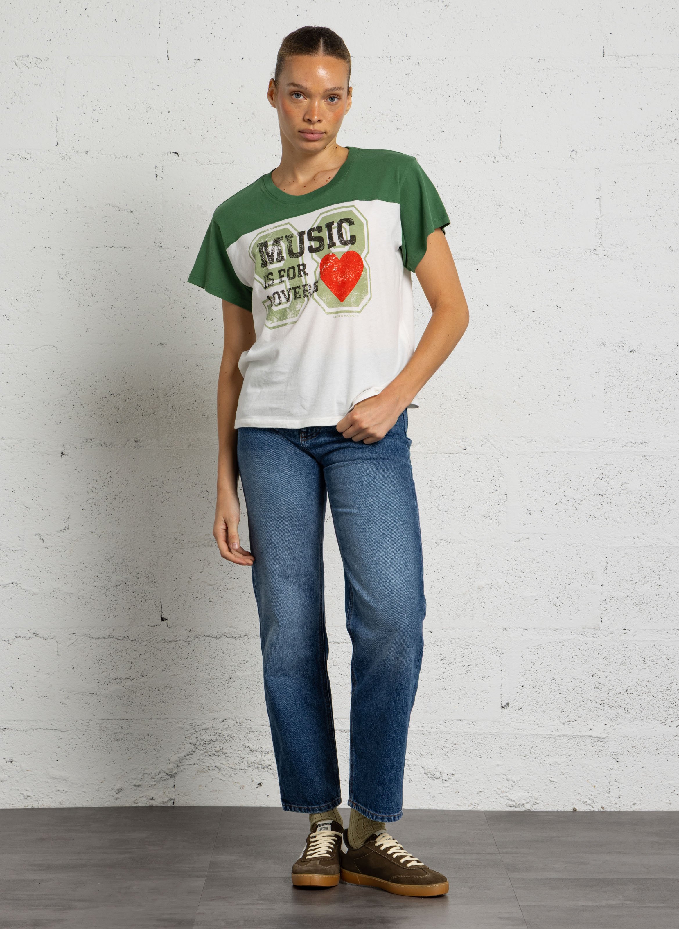 T-Shirt aus Bio-Baumwolle mit Print LEON & HARPER Grun