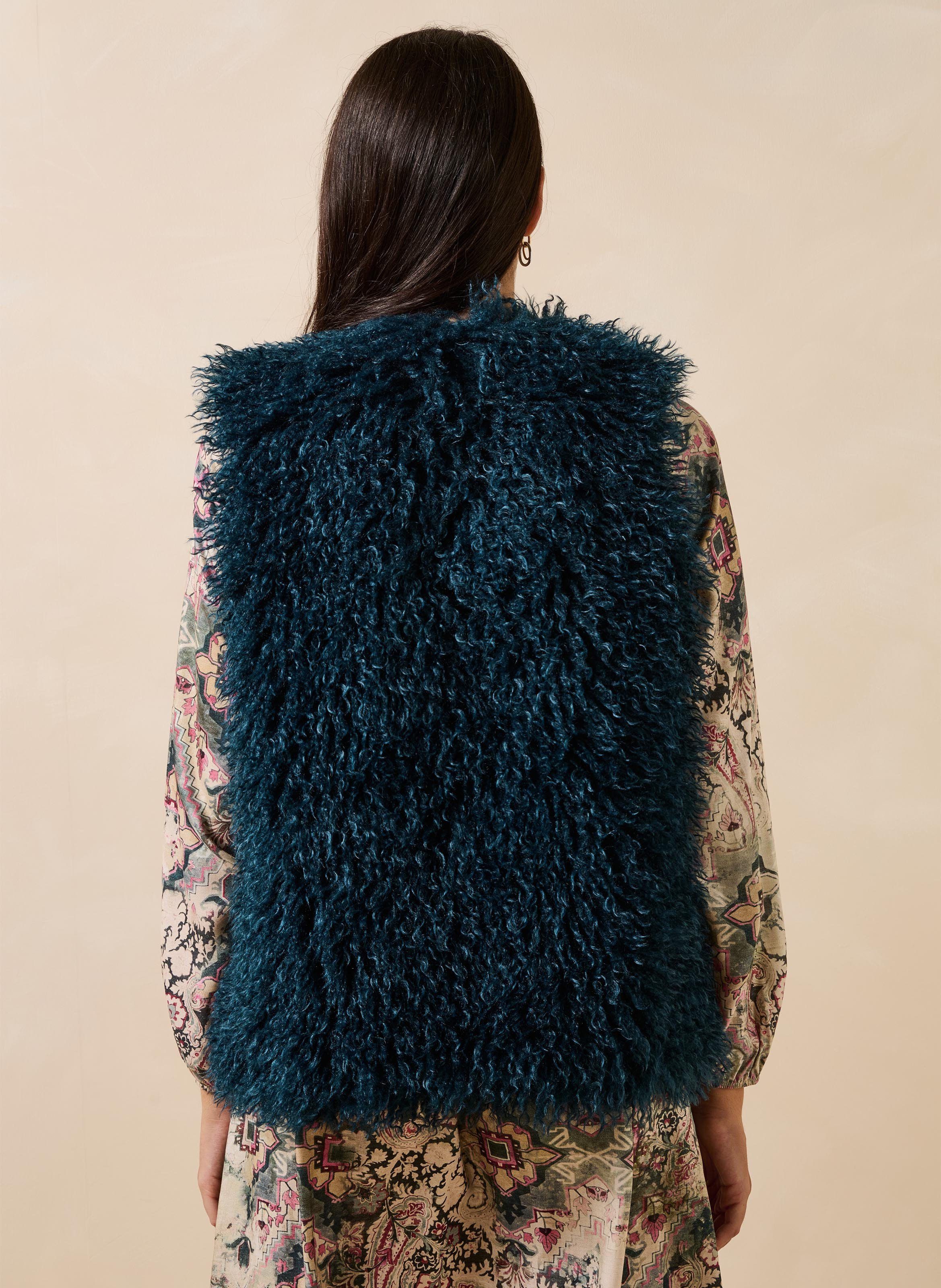 Mouwloos vest van imitatiebont | Blauw LA FEE MARABOUTEE Dames