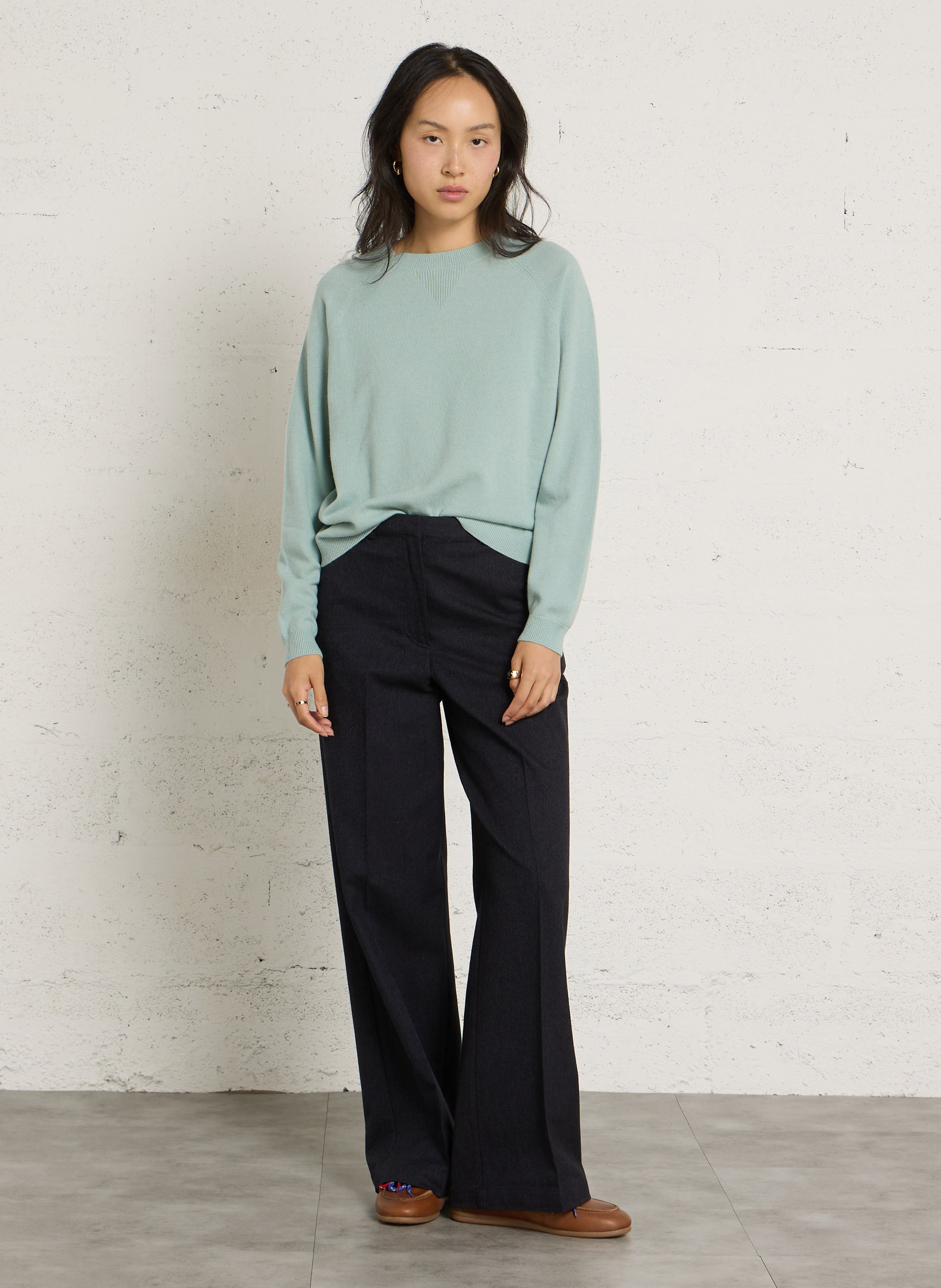 Straight tailored trousers in blended cotton NICE THINGS Blue