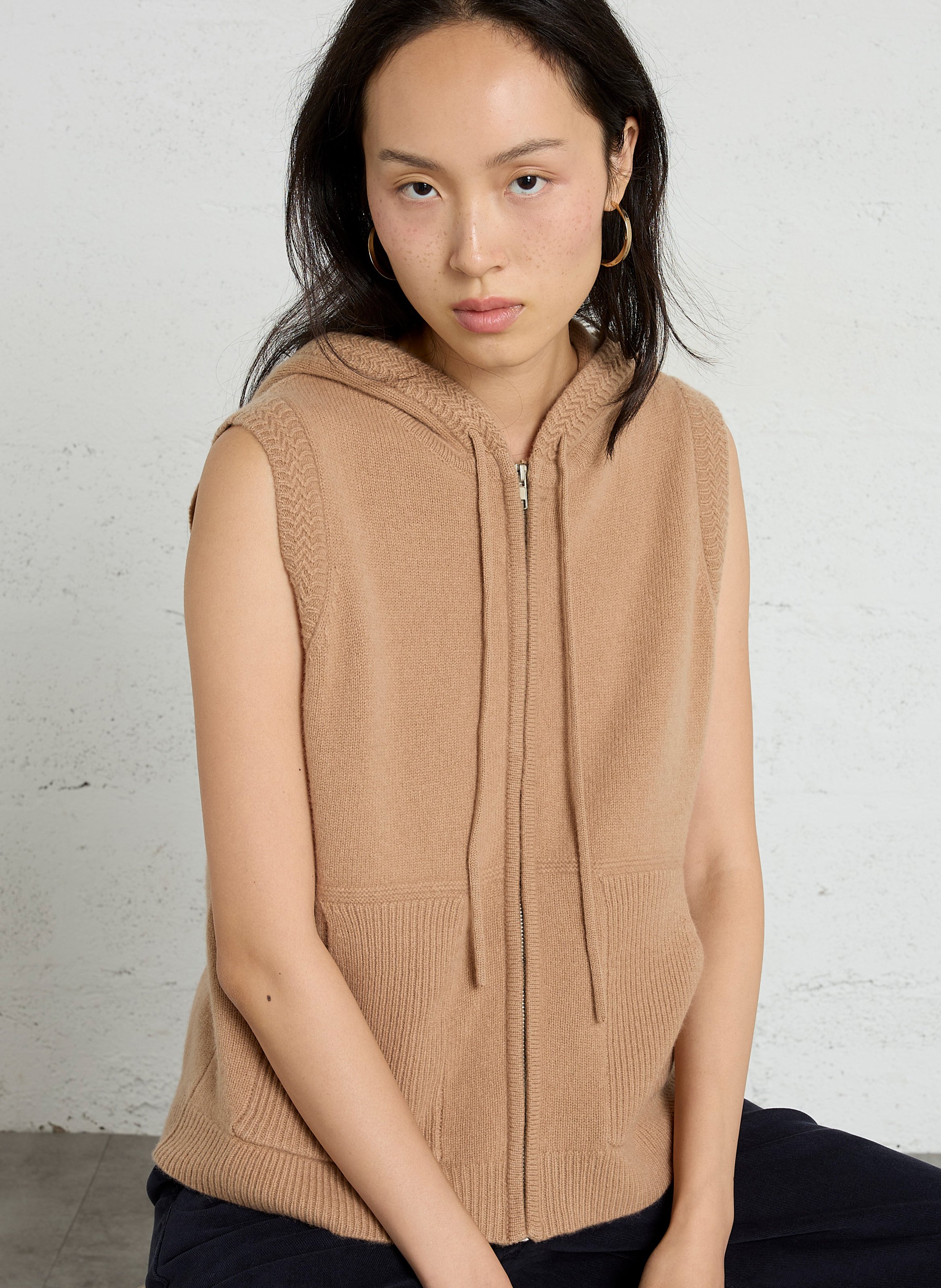 Sleeveless hooded wool cardigan SUD EXPRESS