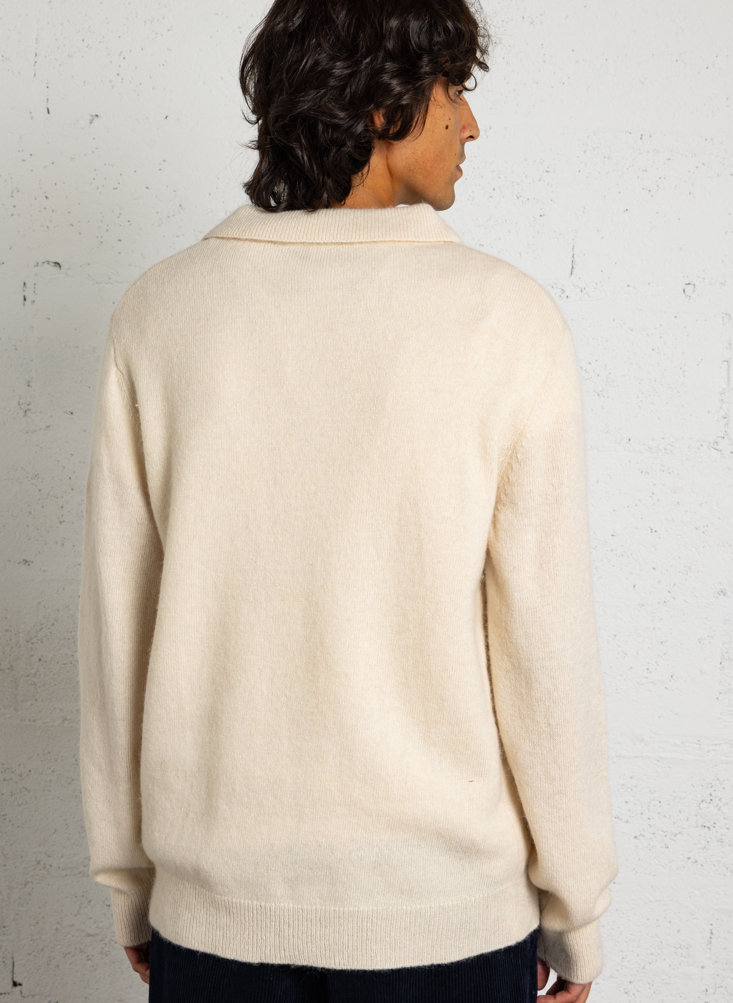 Pull col polo en laine mélangée SOLID Beige