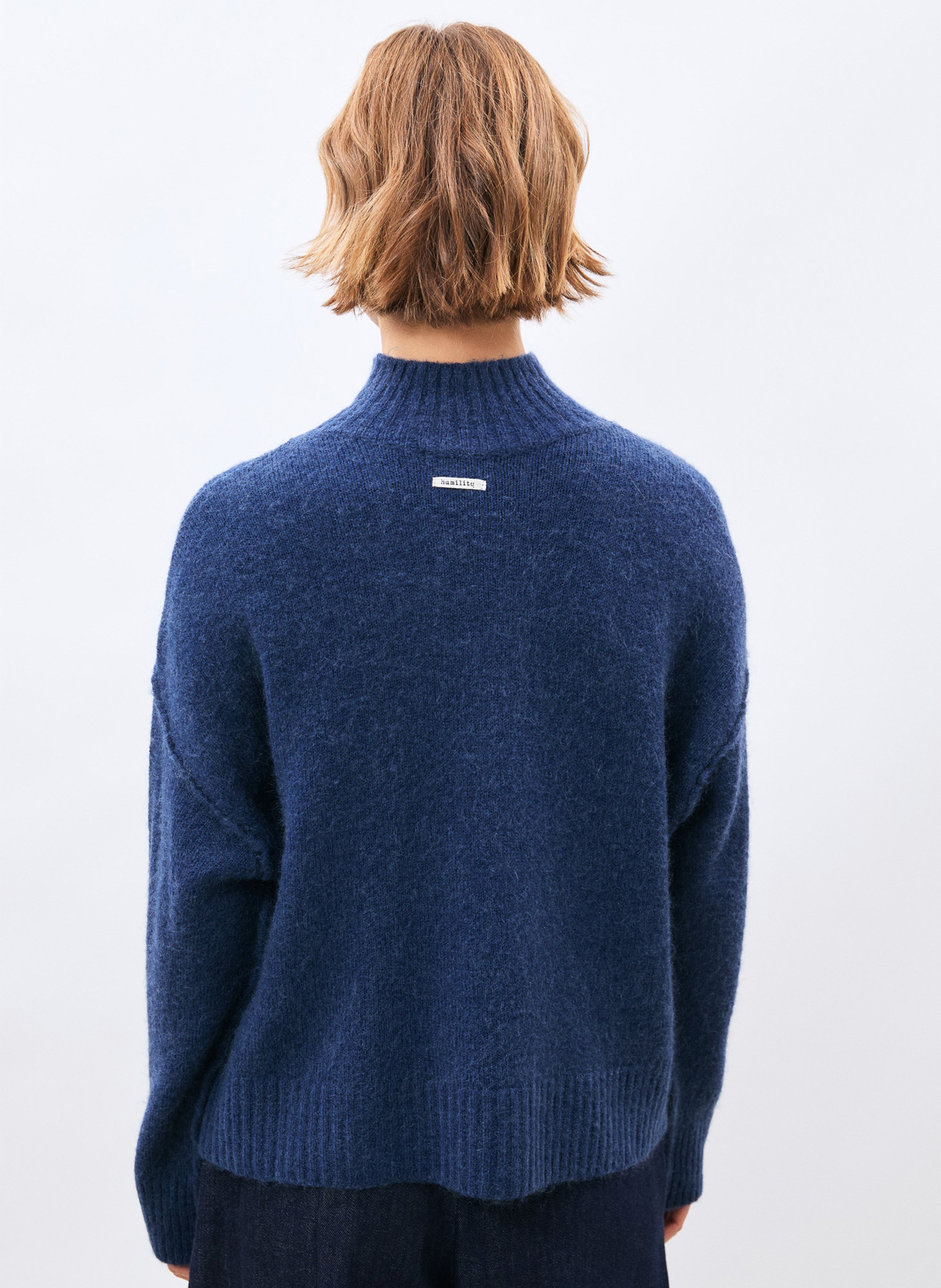 Pull ample col rond  HUMILITY Bleu