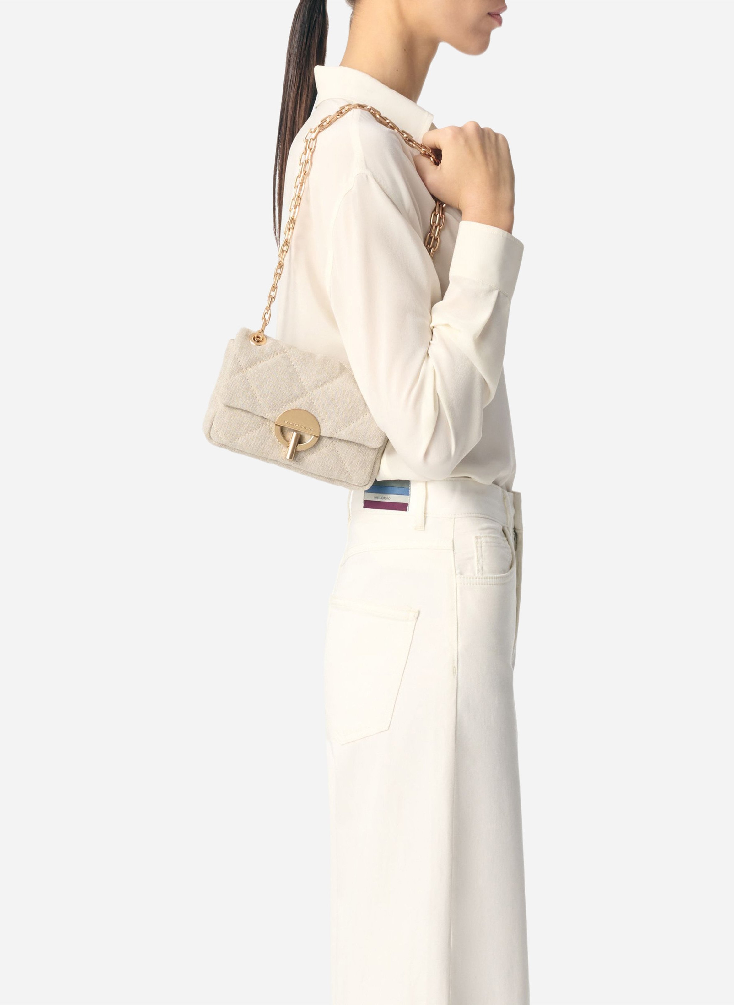 Linen crossbody bag VANESSA BRUNO Grey