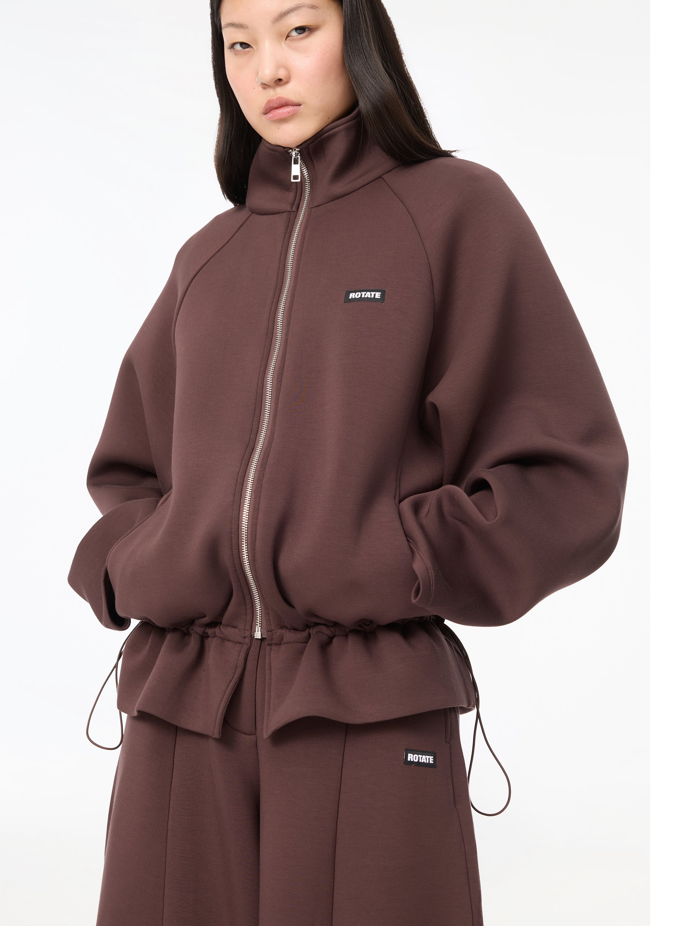 Solid-color adjustable relaxed-fit jacket ROTATE Brown