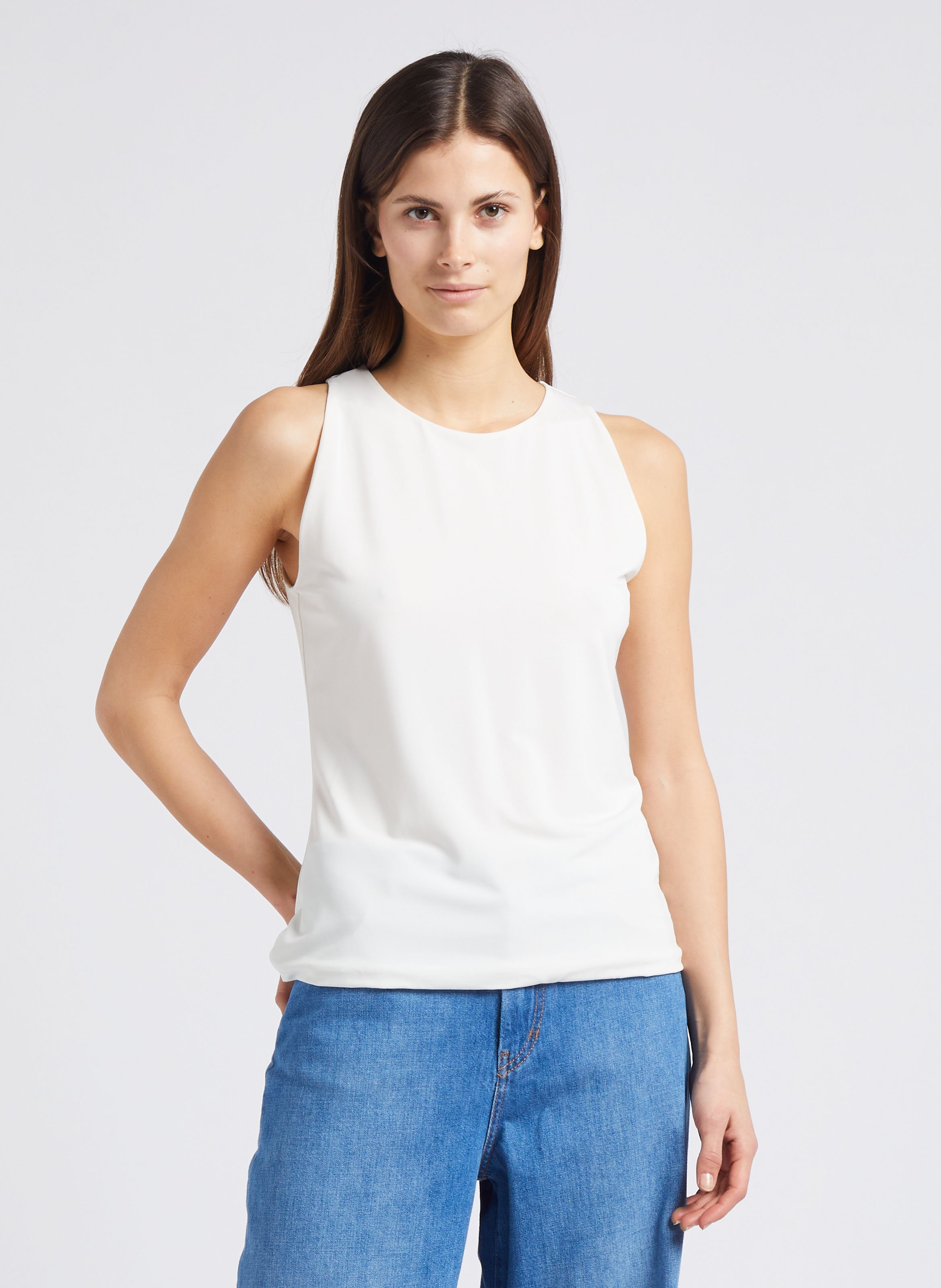 Straight-cut round-neck Top MAX MARA LEISURE White