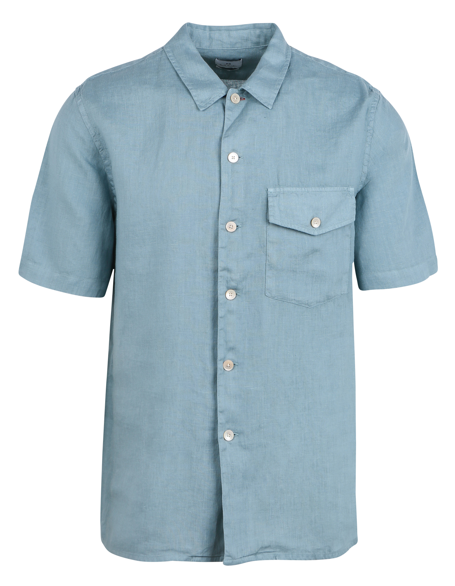 Straight linen shirt with Cuban collar PAUL SMITH Blue