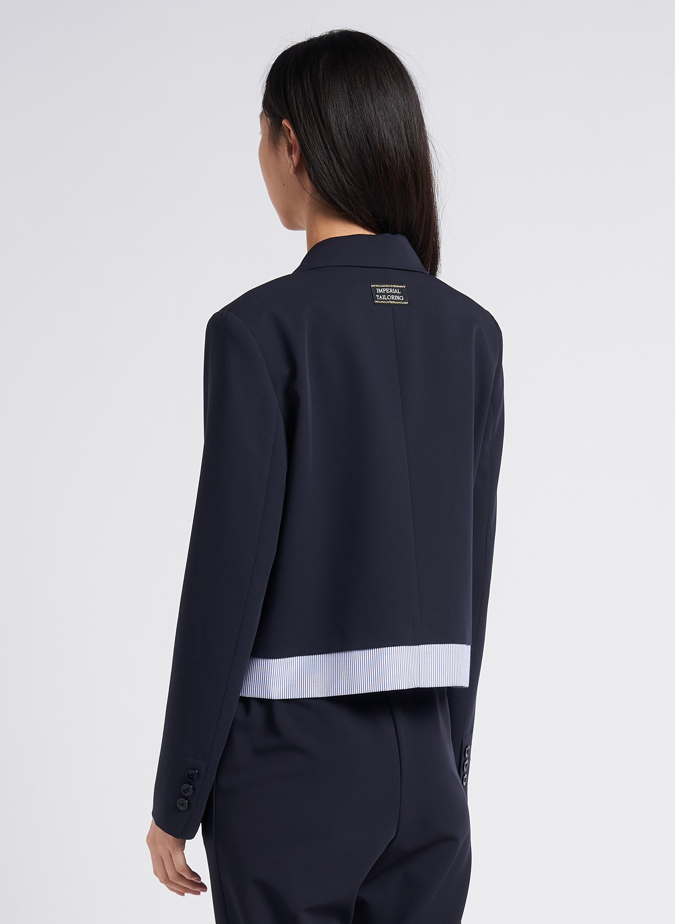 Blazer cropped col tailleur avec popeline rayée IMPERIAL Bleu