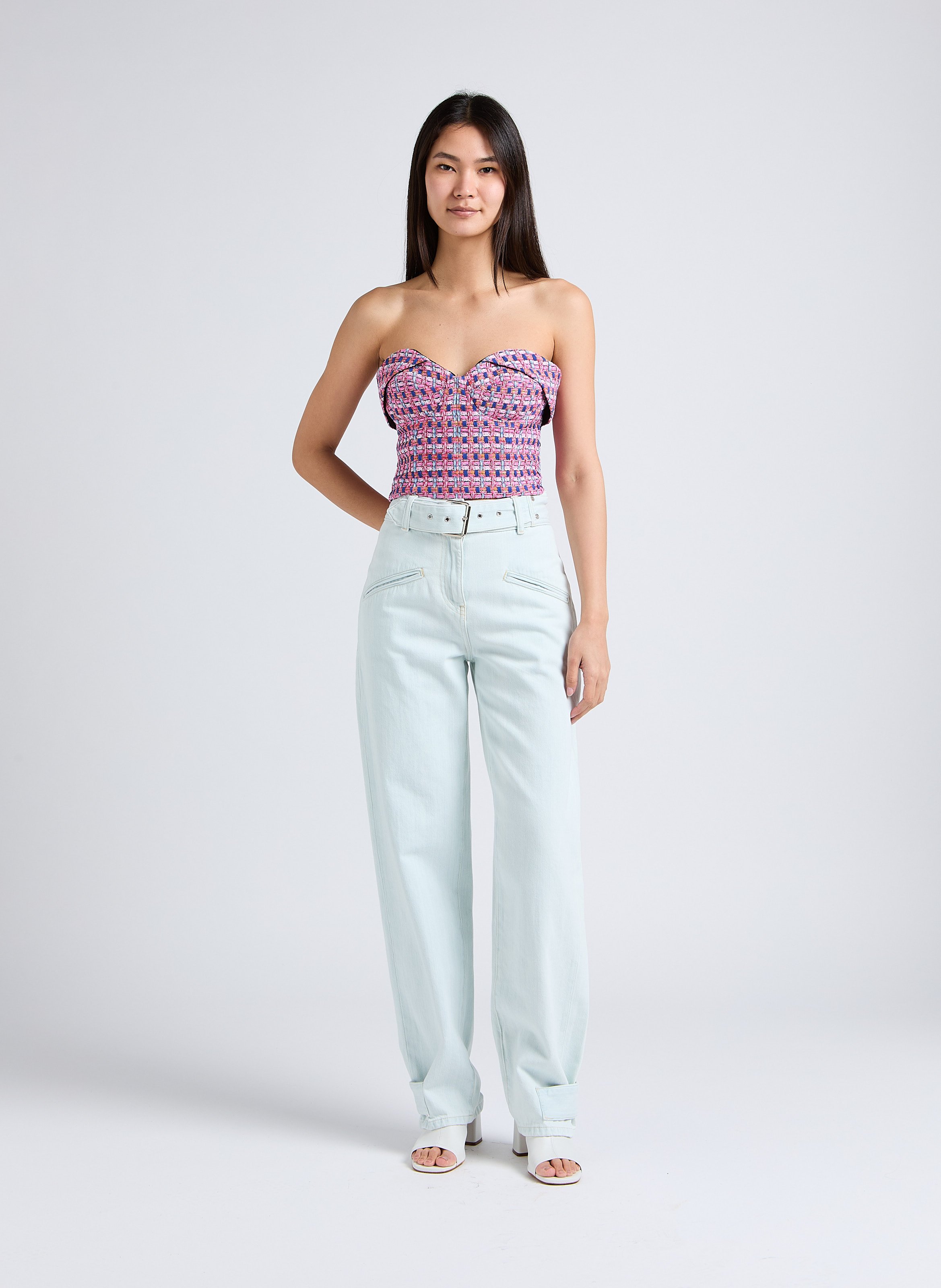 High-rise wide-leg cotton jeans IRO Blue