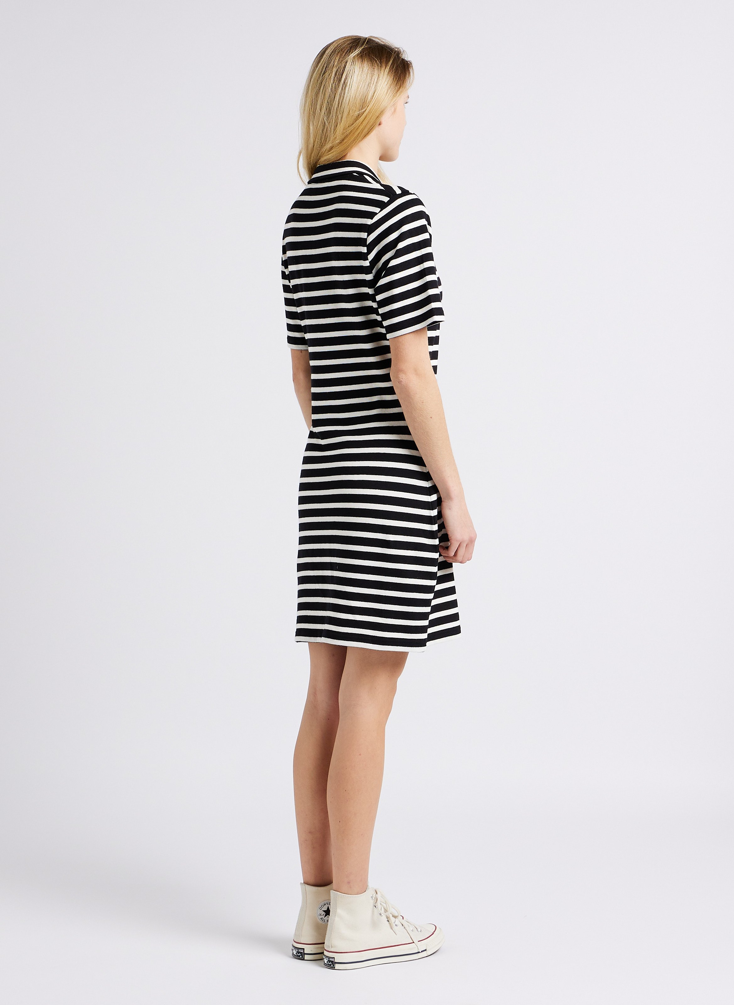 Robe courte droite en bio à rayures MAISON LABICHE Noir