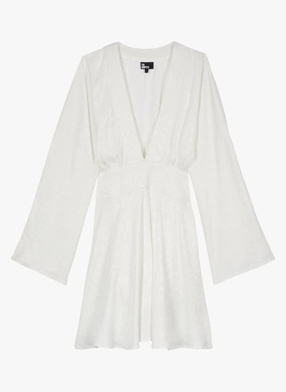 Robe Blanche Robe The Kooples Papillon Robe Courte Jacquard Whi01