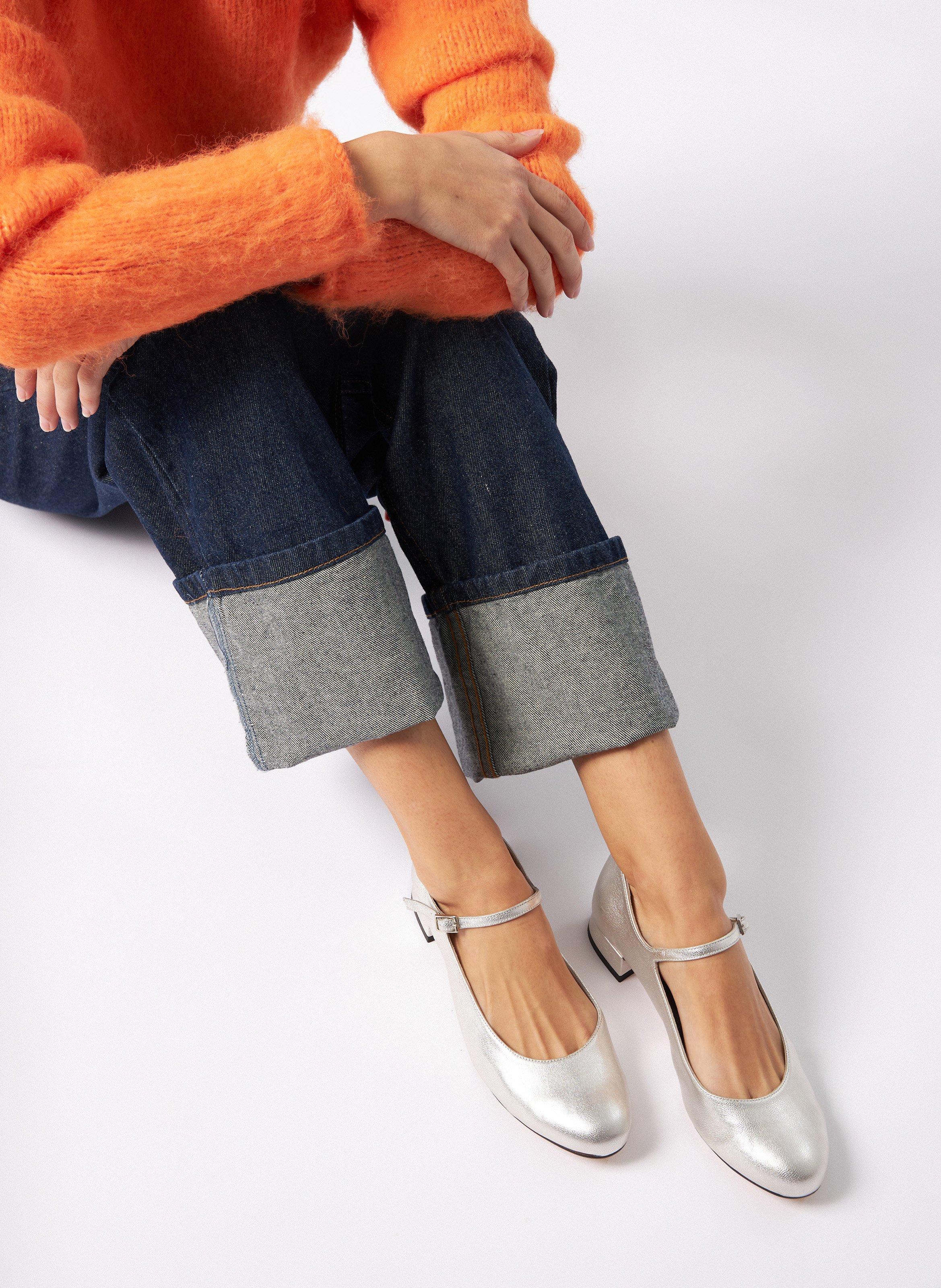 Ballerines en cuir AUGUSTA Argent