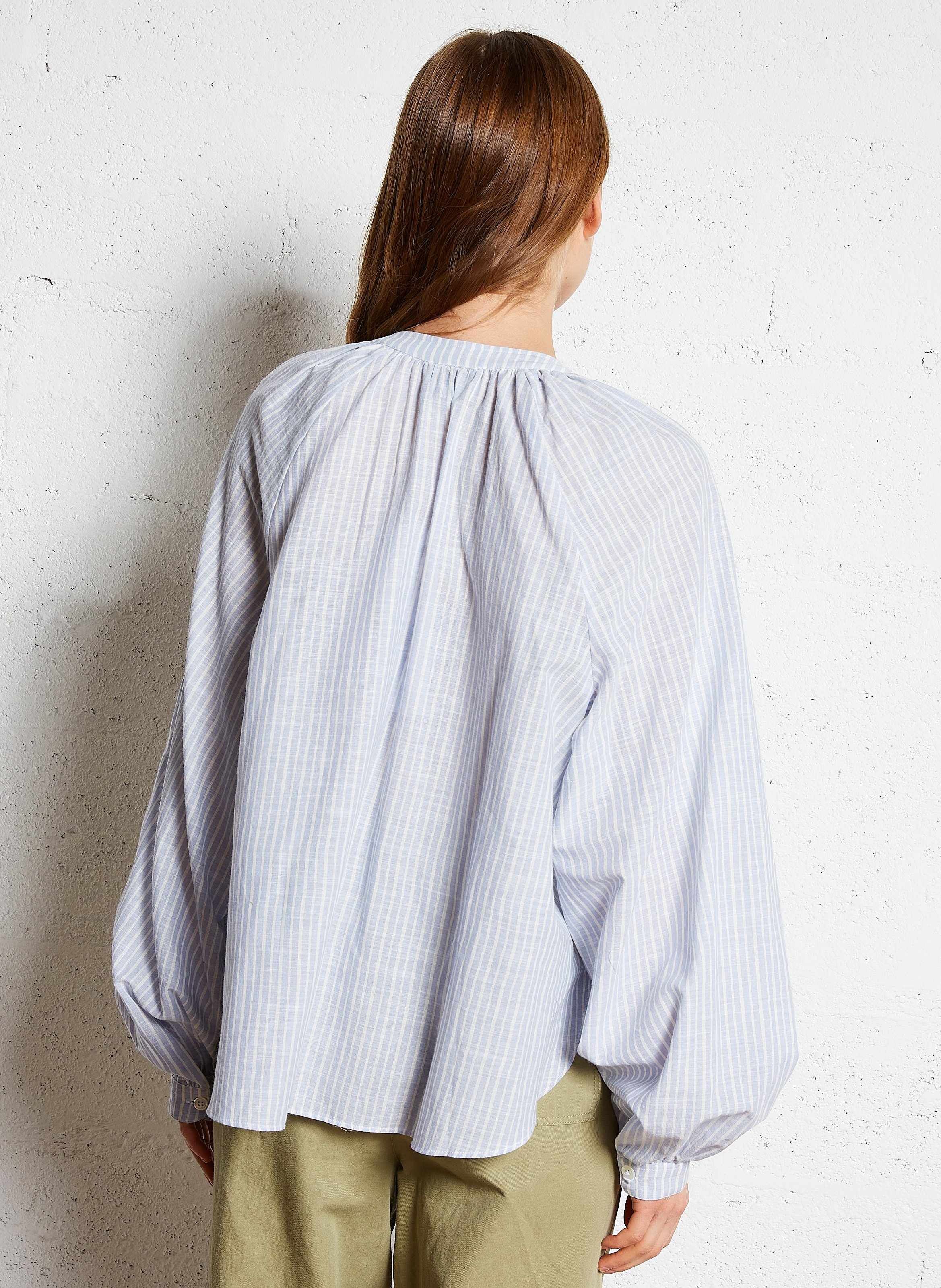Round neck cotton shirt Blue