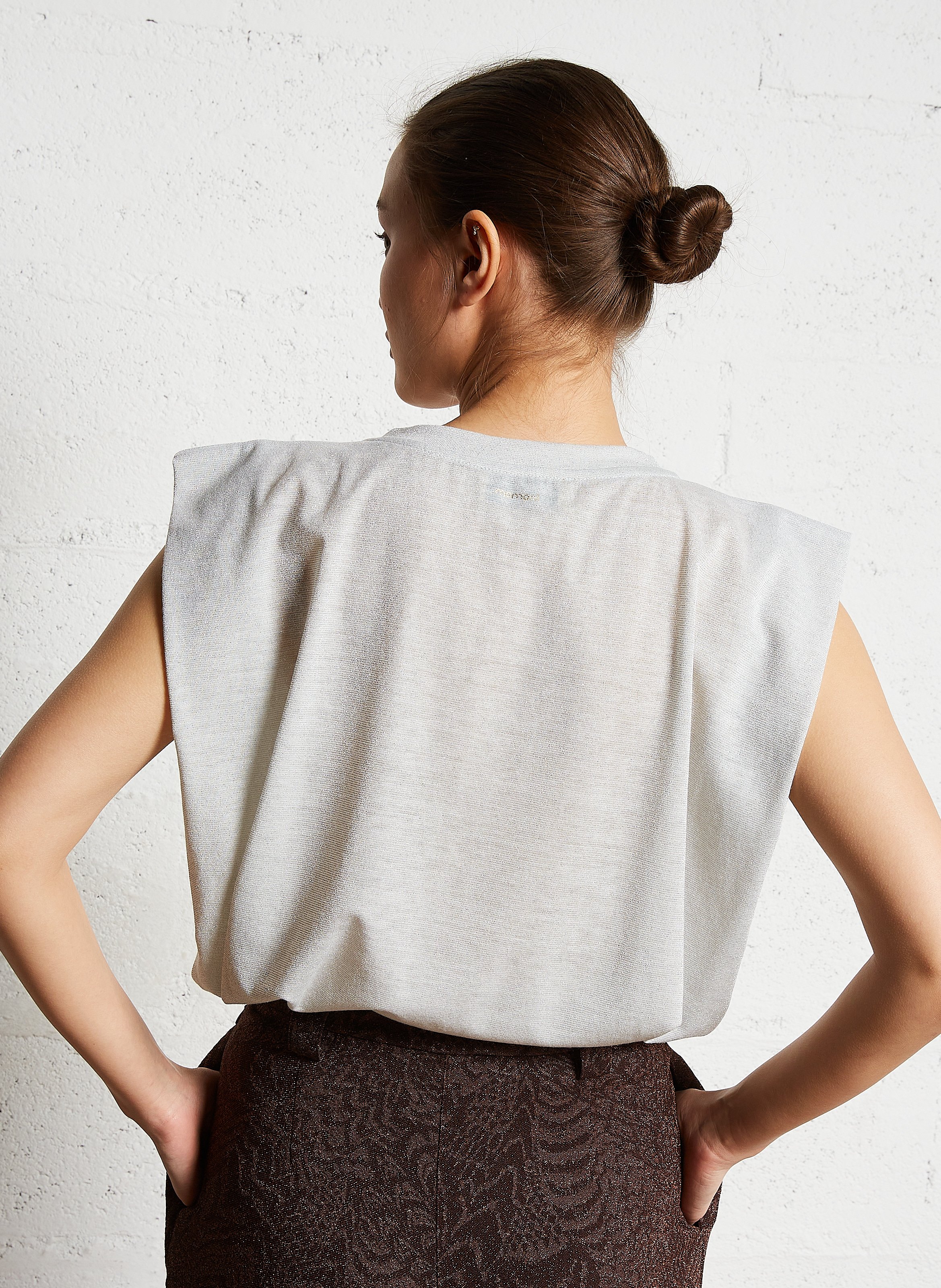 Tee-shirt sans manches à paillettes MOMONI Blanc