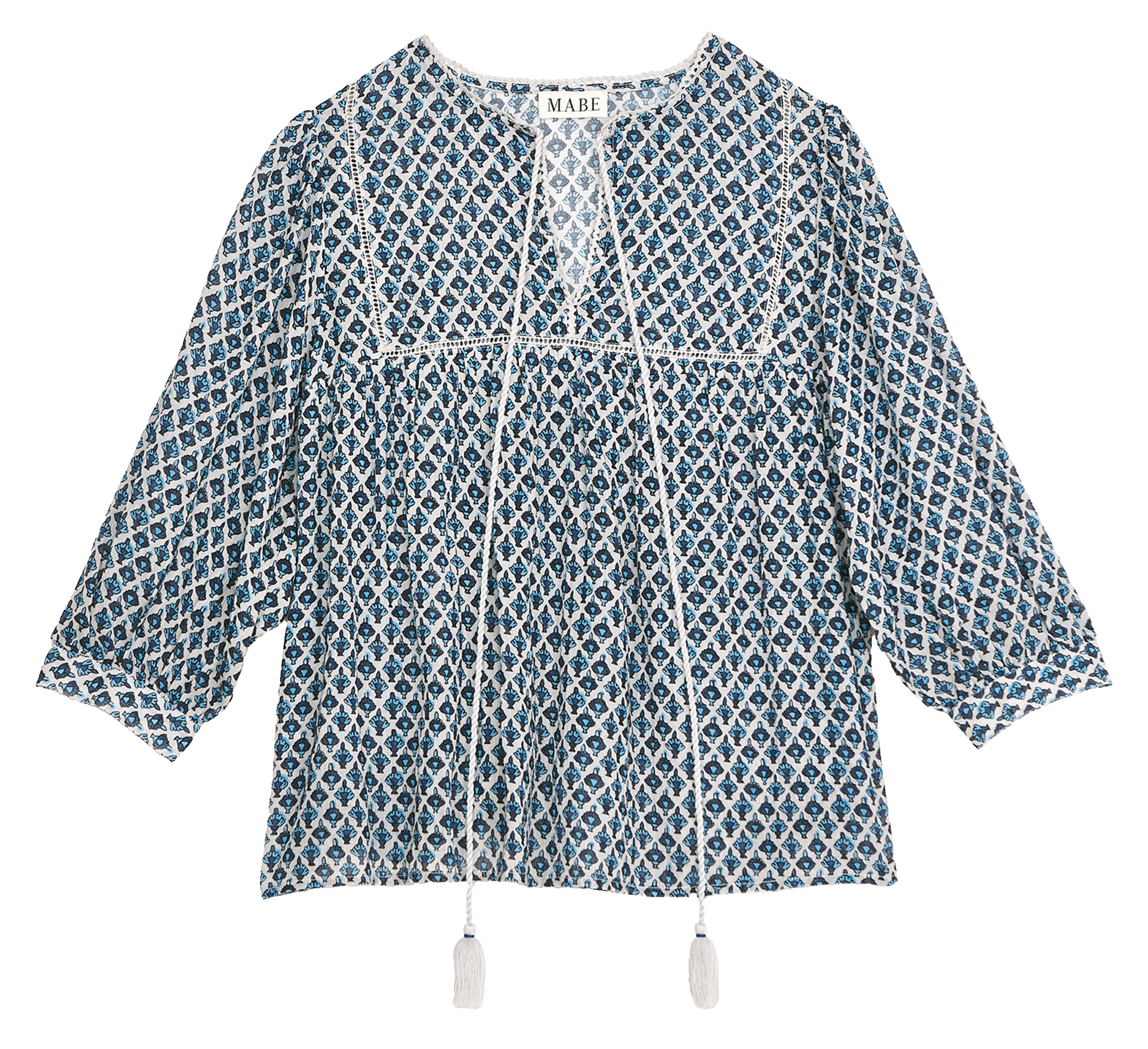 Weite Baumwollbluse M.A.B.E Blau