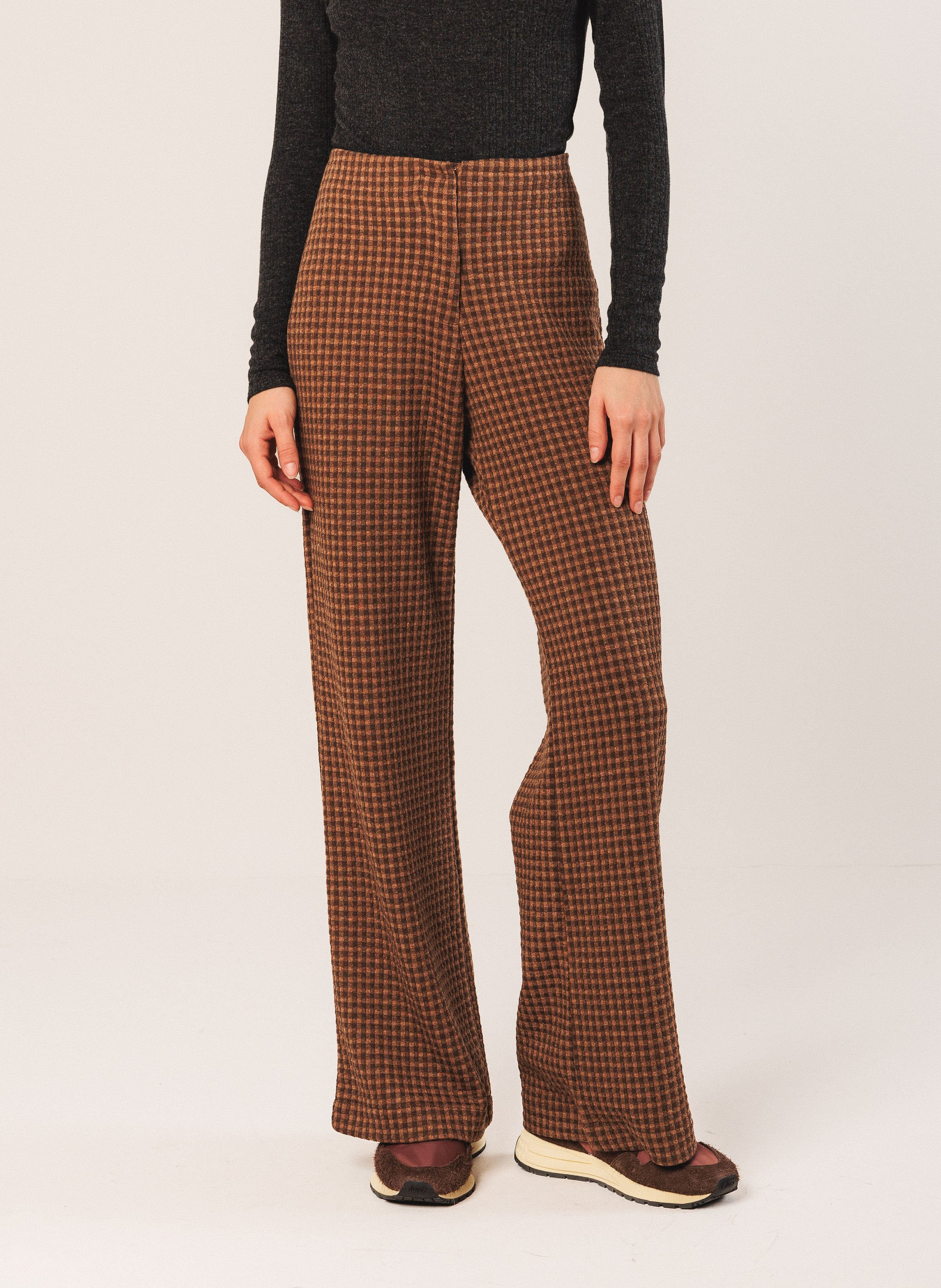 Checked straight-leg pants INDI & COLD Brown
