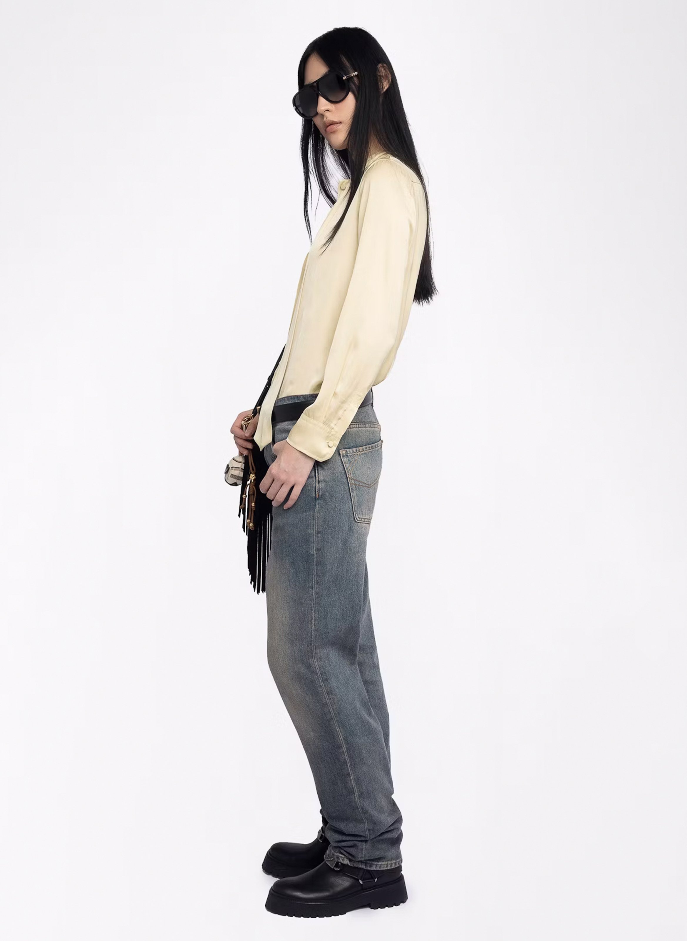 Chemise droite en satin ZADIG&VOLTAIRE Jaune