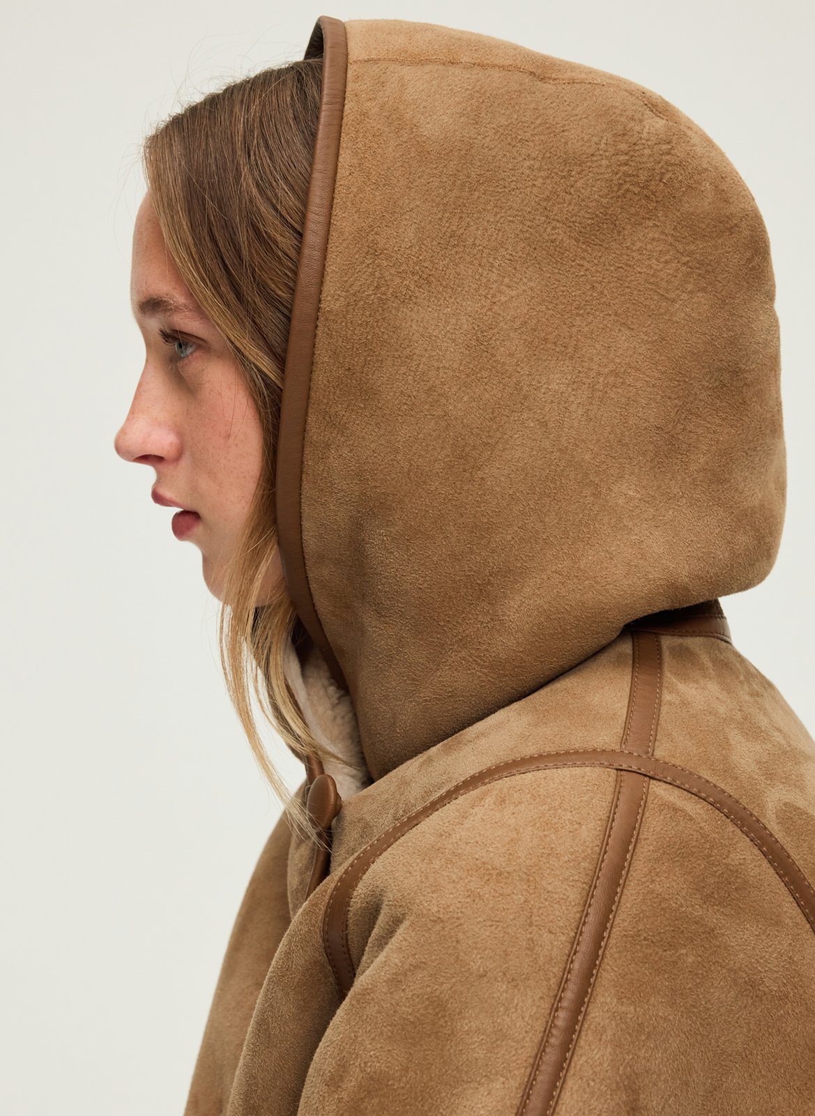 Straight suede leather coat PABLO Brown