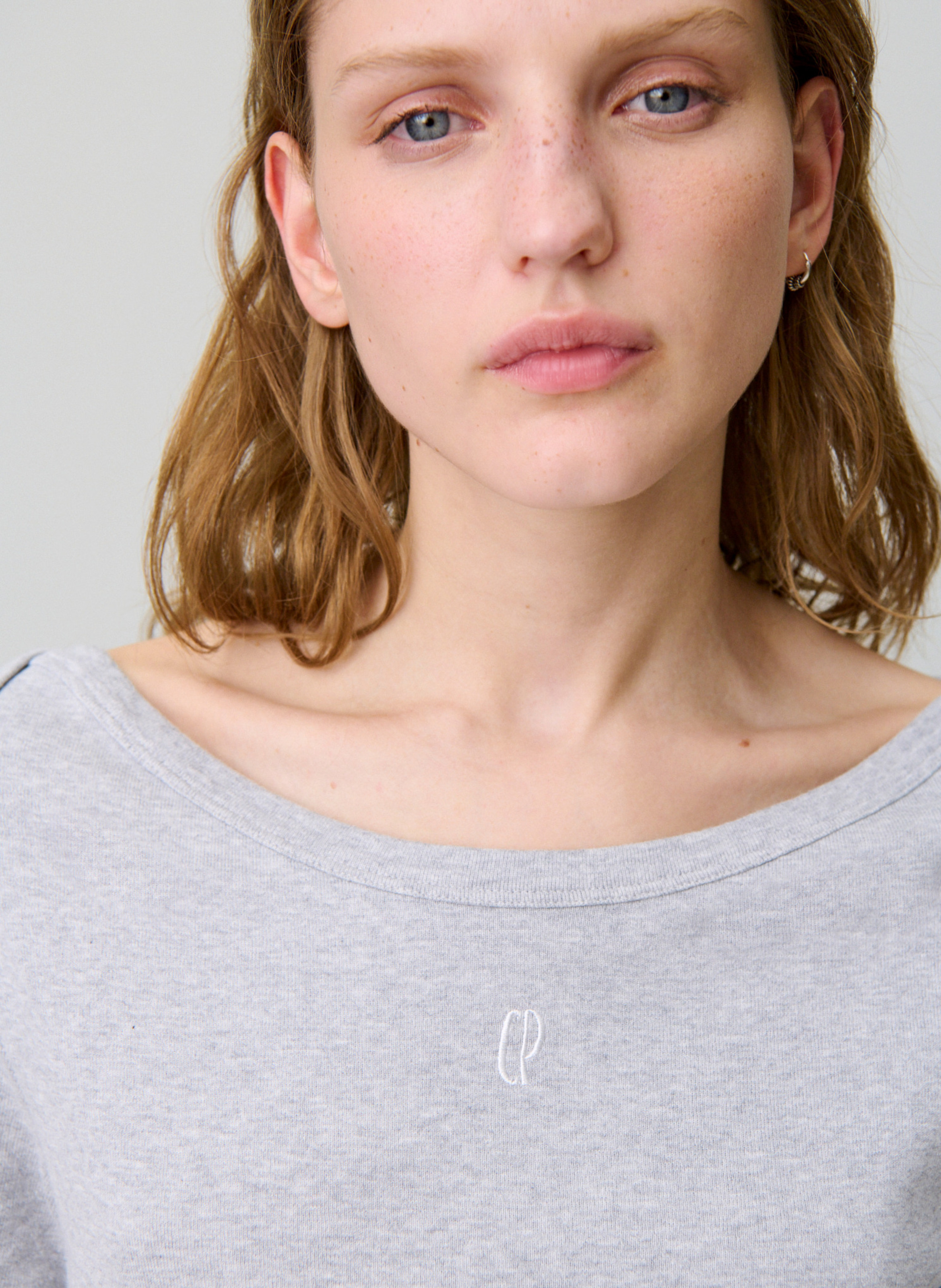 Fitted boat neck T-shirt CLAUDIE PIERLOT Grey