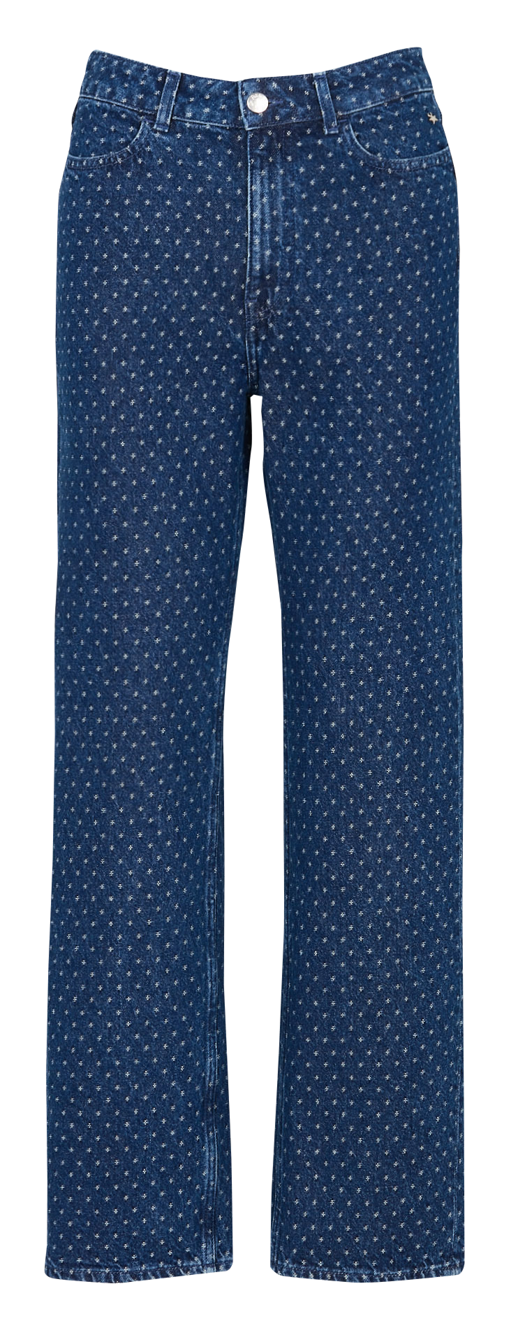 Jean droit taille haute en coton DES PETITS HAUTS Bleu