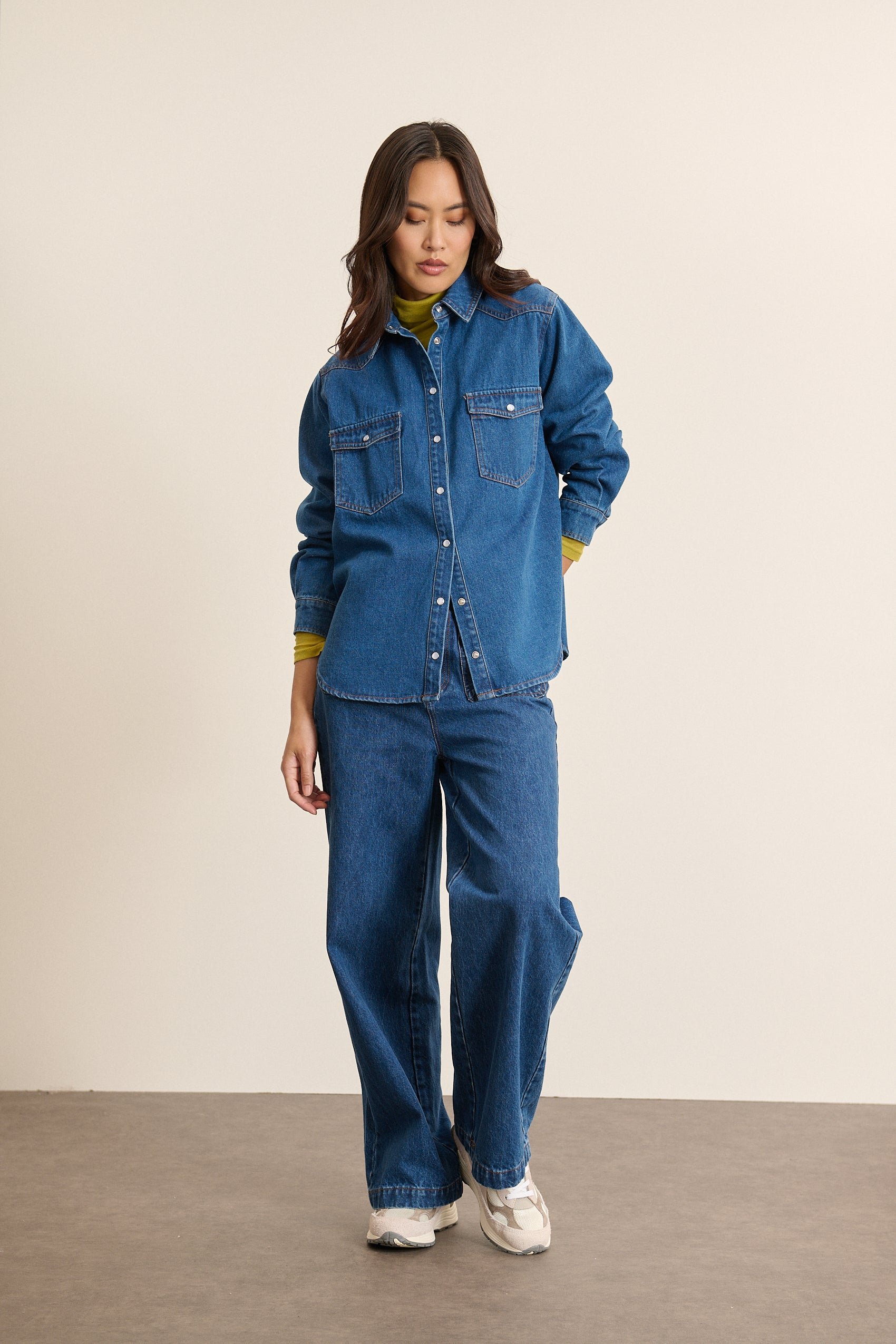 Long-sleeved denim shirt GARANCE PARIS Blue