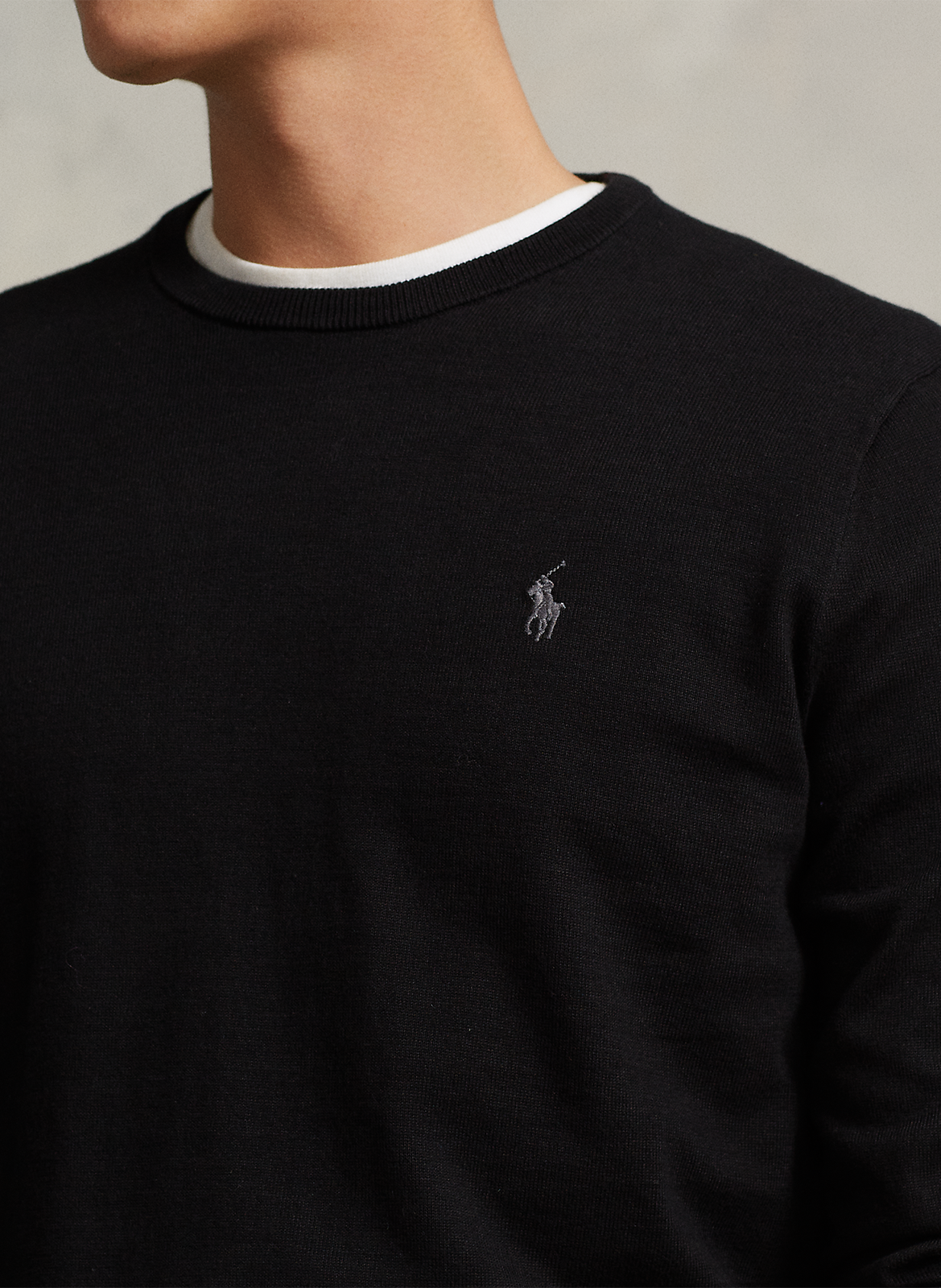 Slim-fit pima cotton sweater with Pony Player and round collar POLO RALPH LAUREN Black
