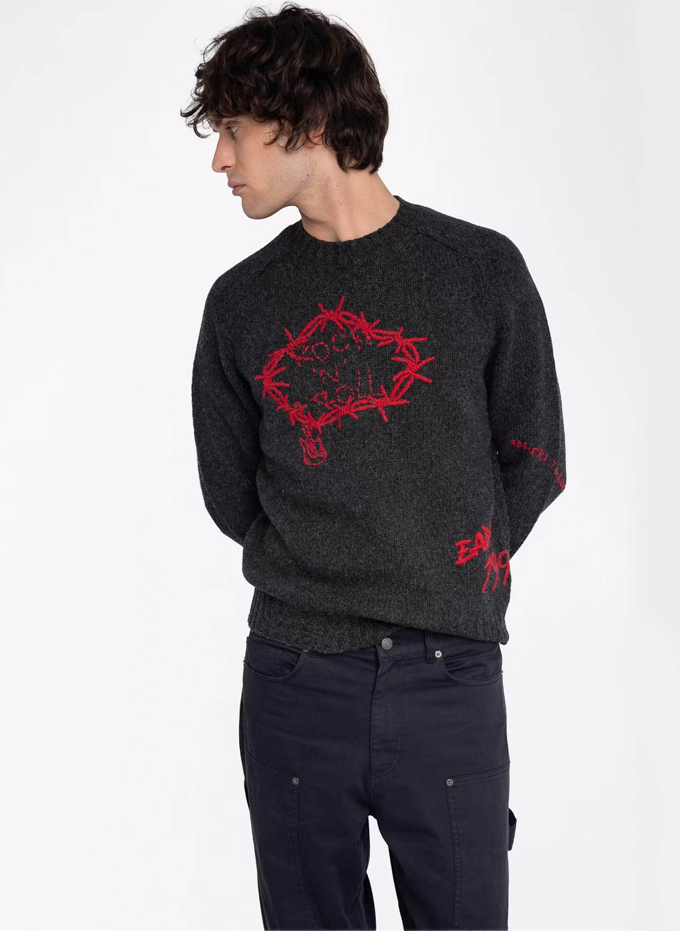 Gerade geschnittener Rundhalspullover aus Wolle ZADIG&VOLTAIRE Grau