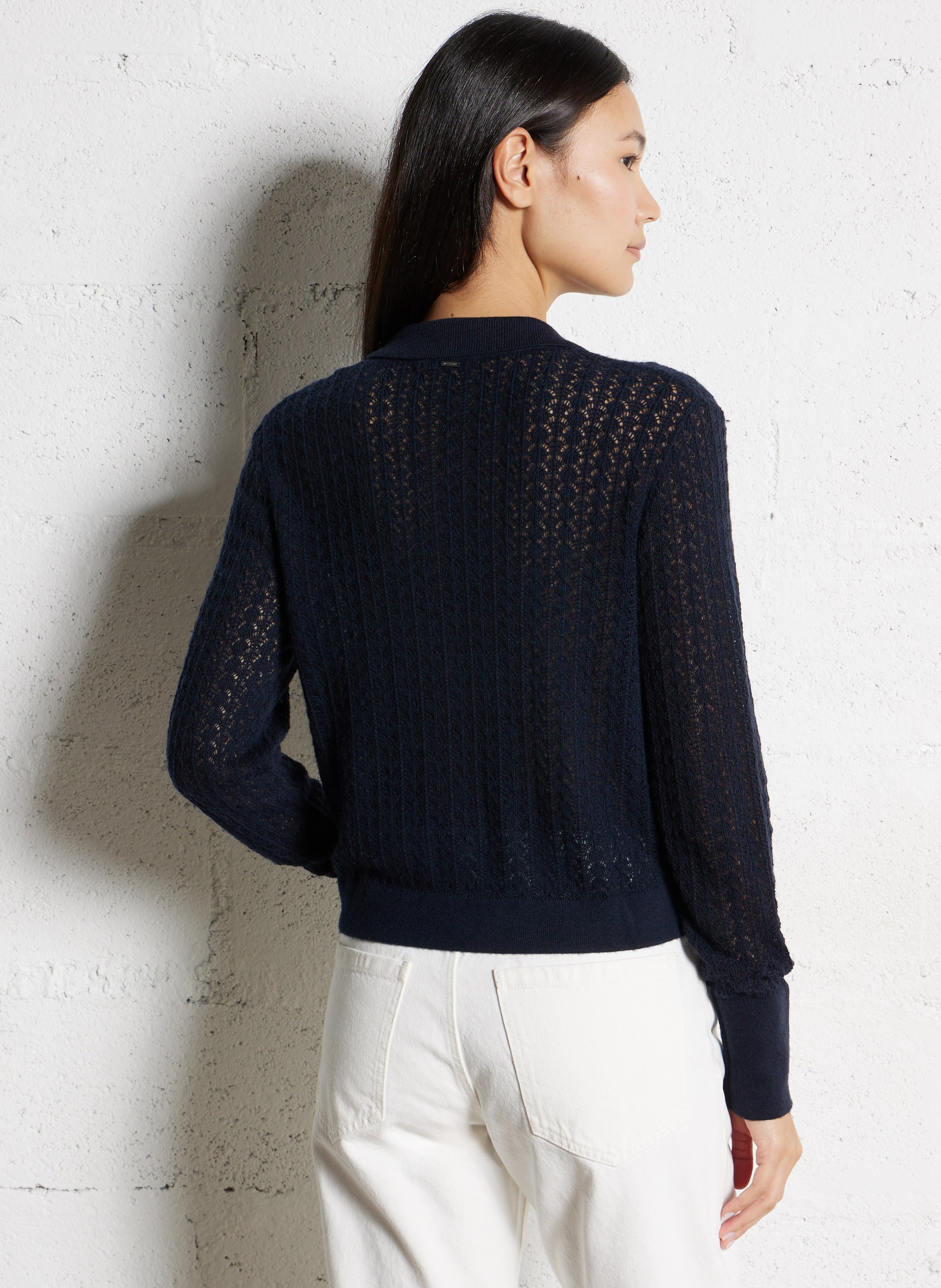 Rechte cardigan met klassieke kraag IKKS Blauw